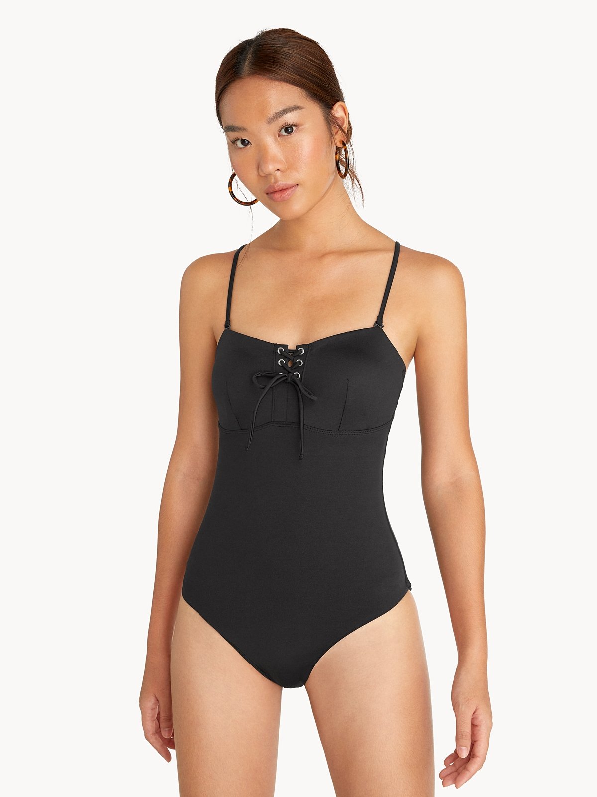 Black spaghetti strap clearance swimsuit