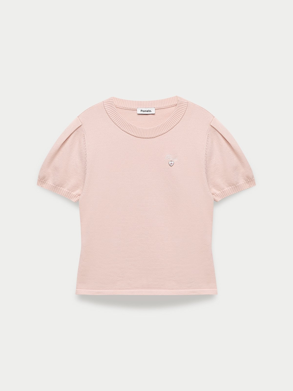 Knitted Puff Sleeve Top - Pink - Pomelo Fashion
