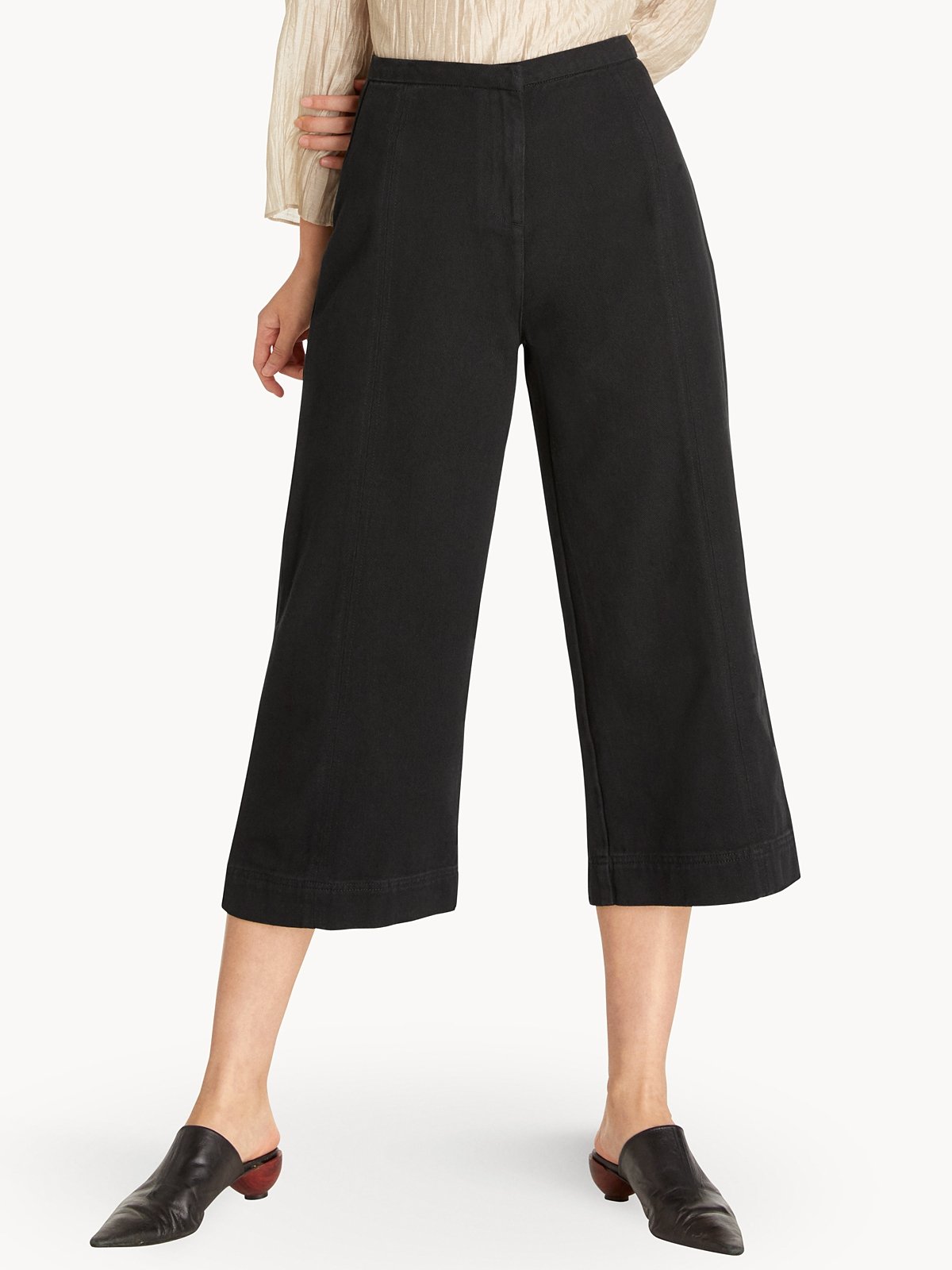 Basic Denim Culottes Black Pomelo Fashion