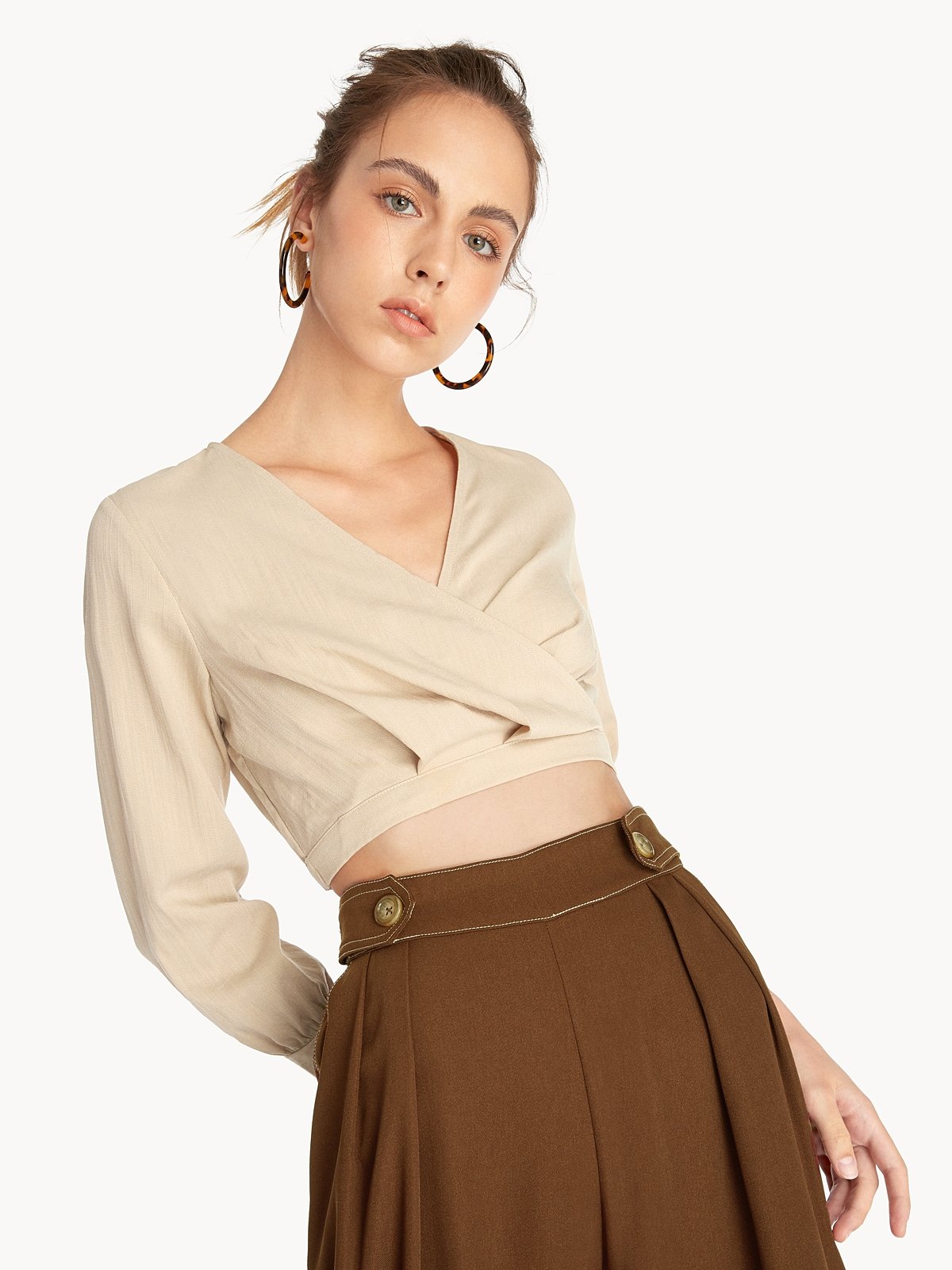 Surplice wrap crop top top