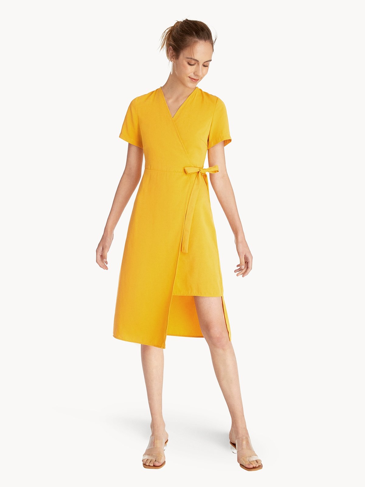 Wrap dress yellow online