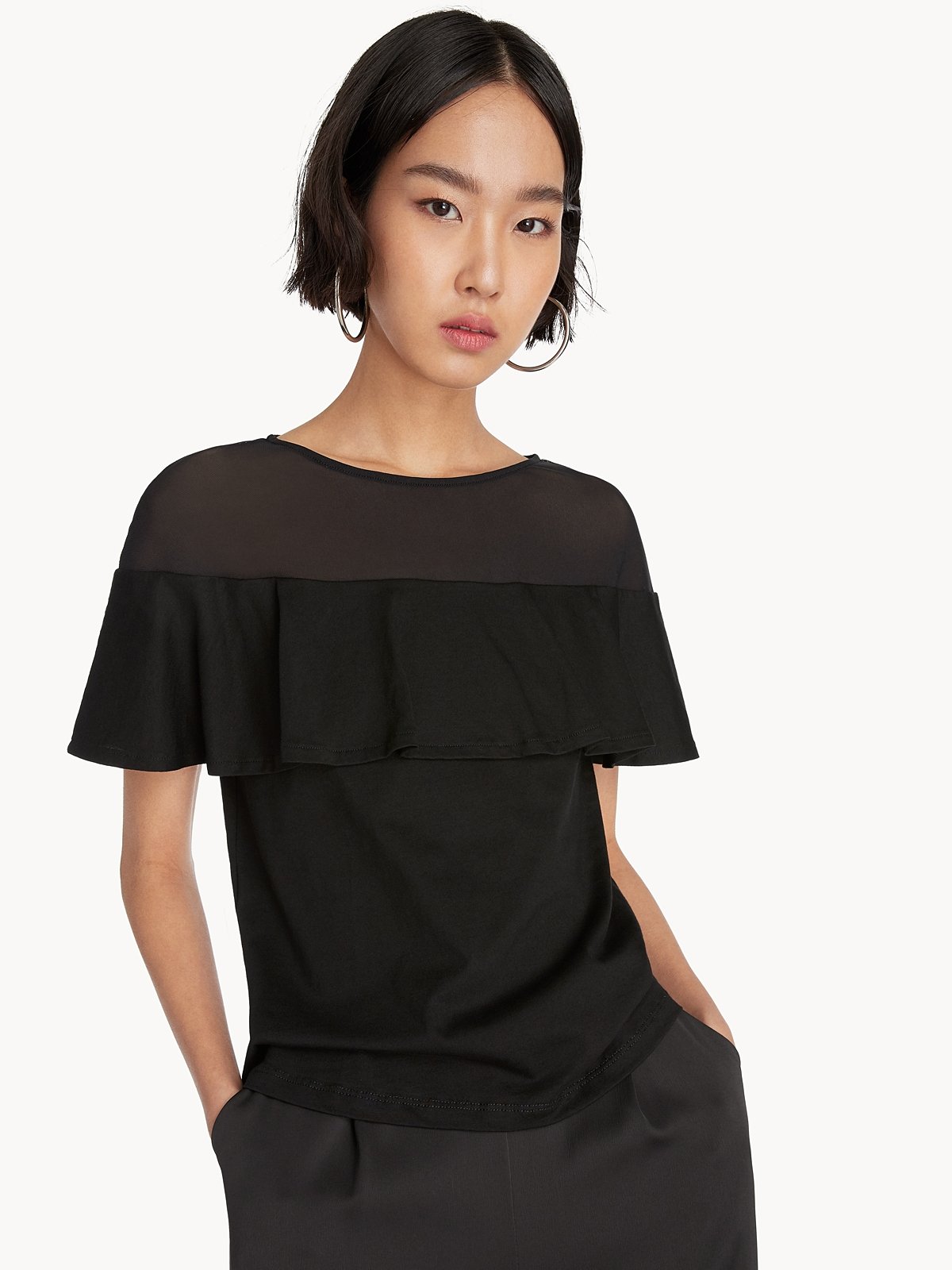 Mesh ruffle top store