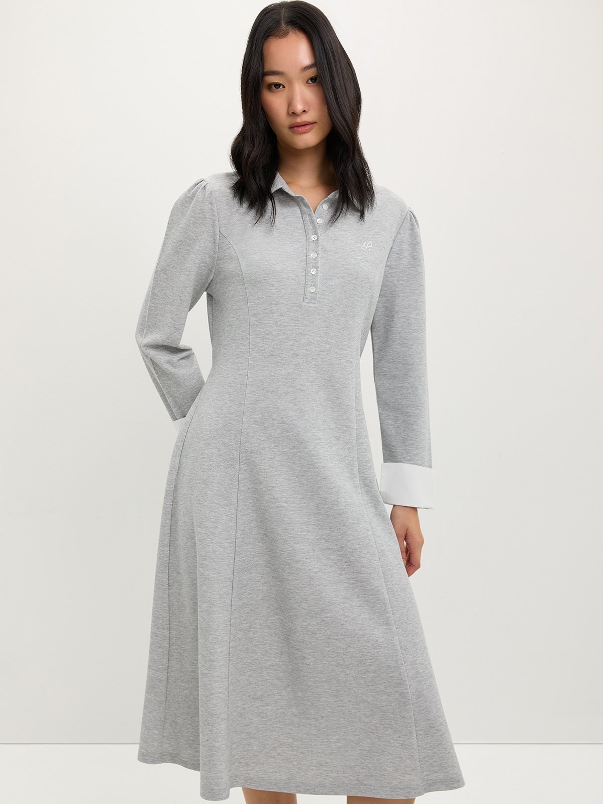 grey polo dress Pewter Grey Melange Polo Dress