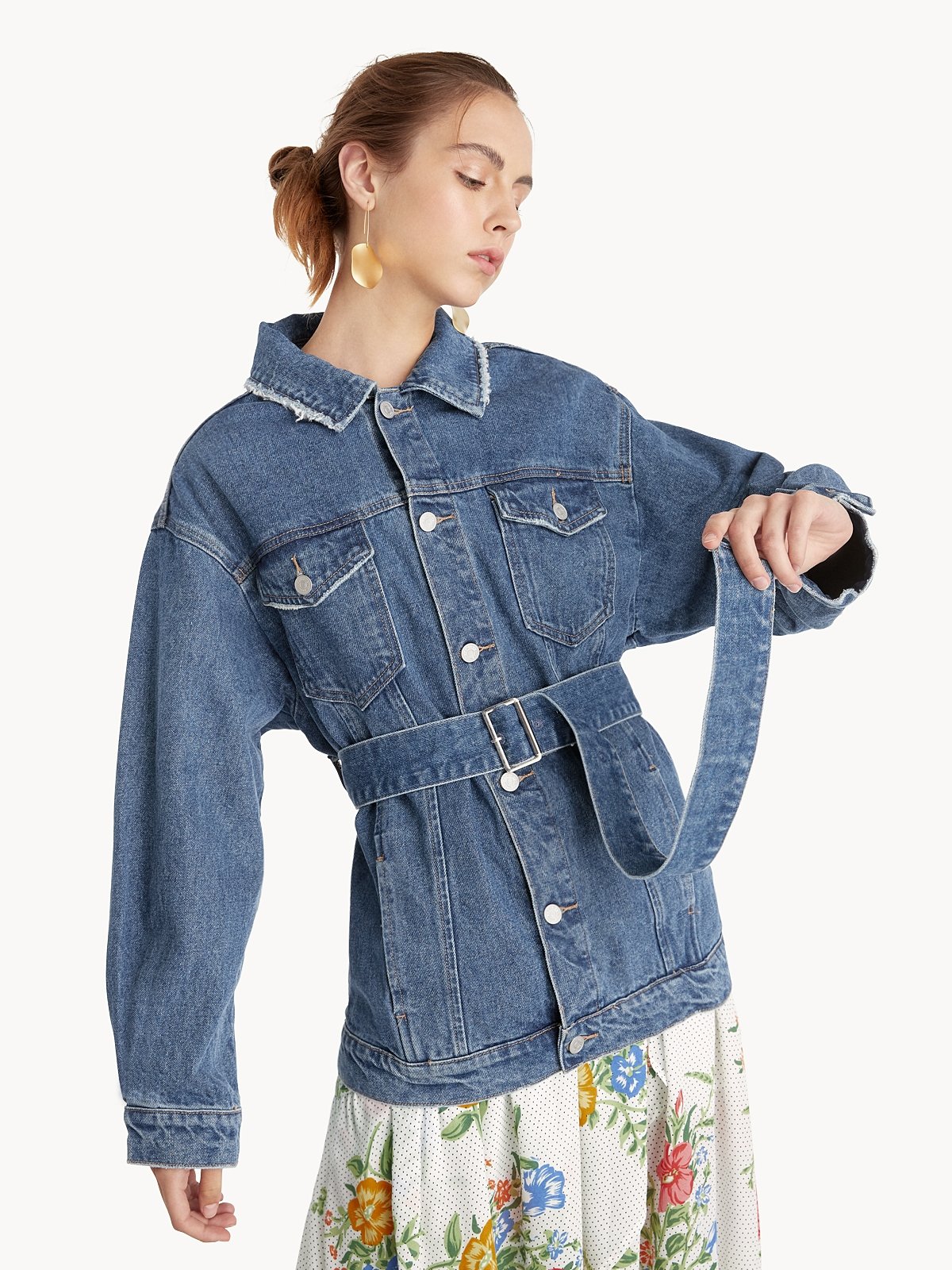 Azure Belted Denim Jacket