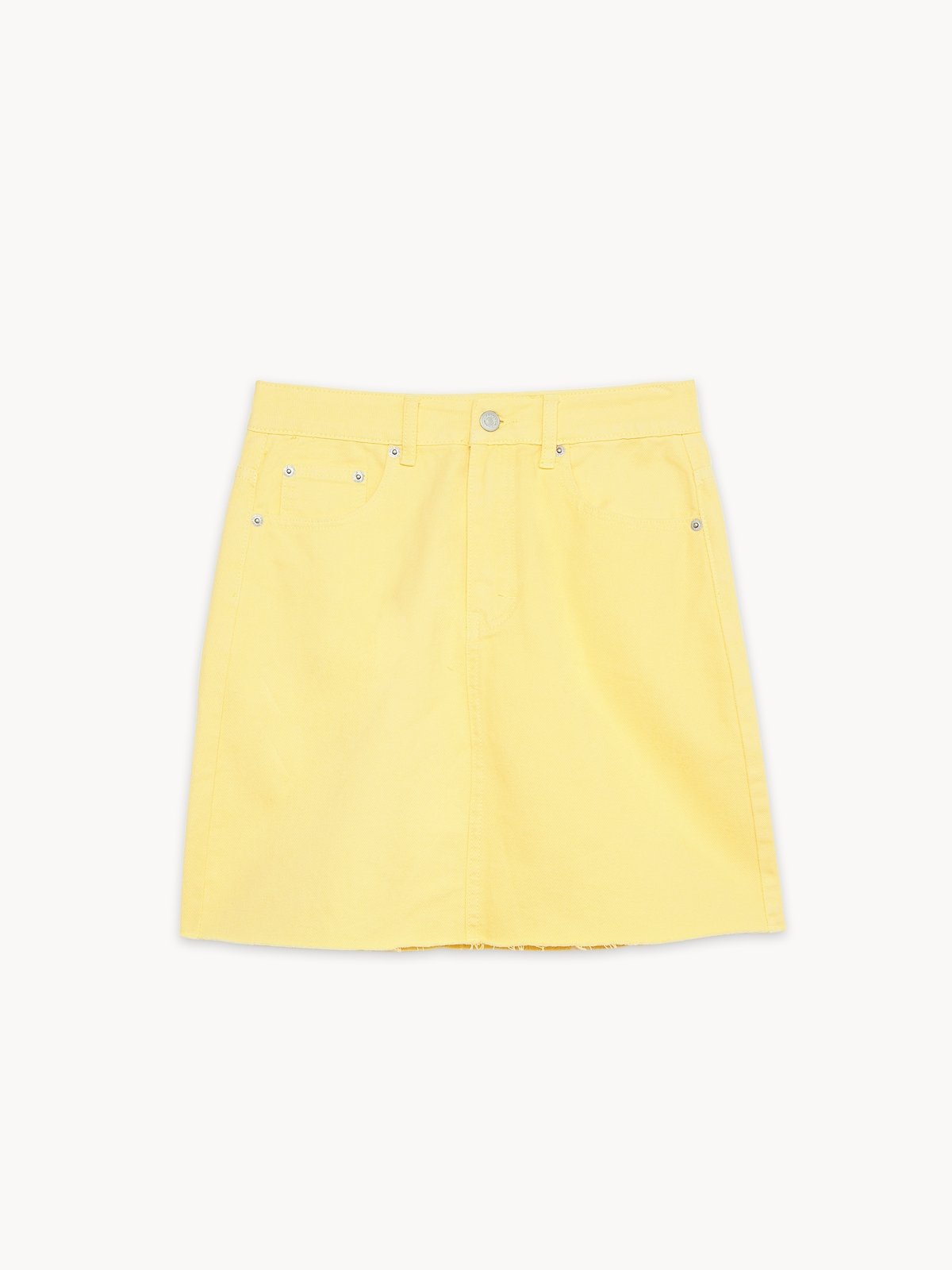 Pastel yellow denim skirt top