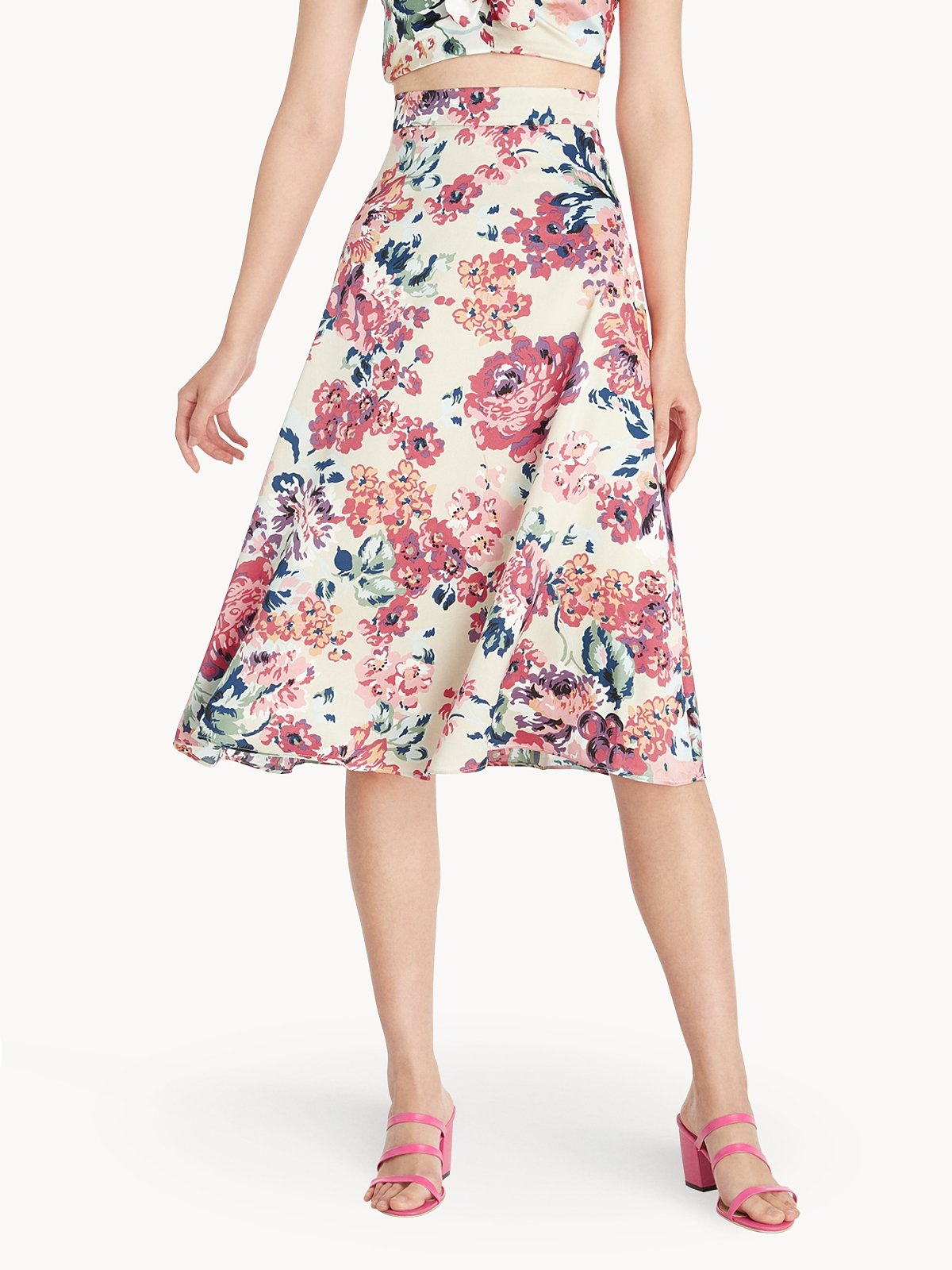 Pomegranate Flower Skirt Pleated Sleeveless Long Dress