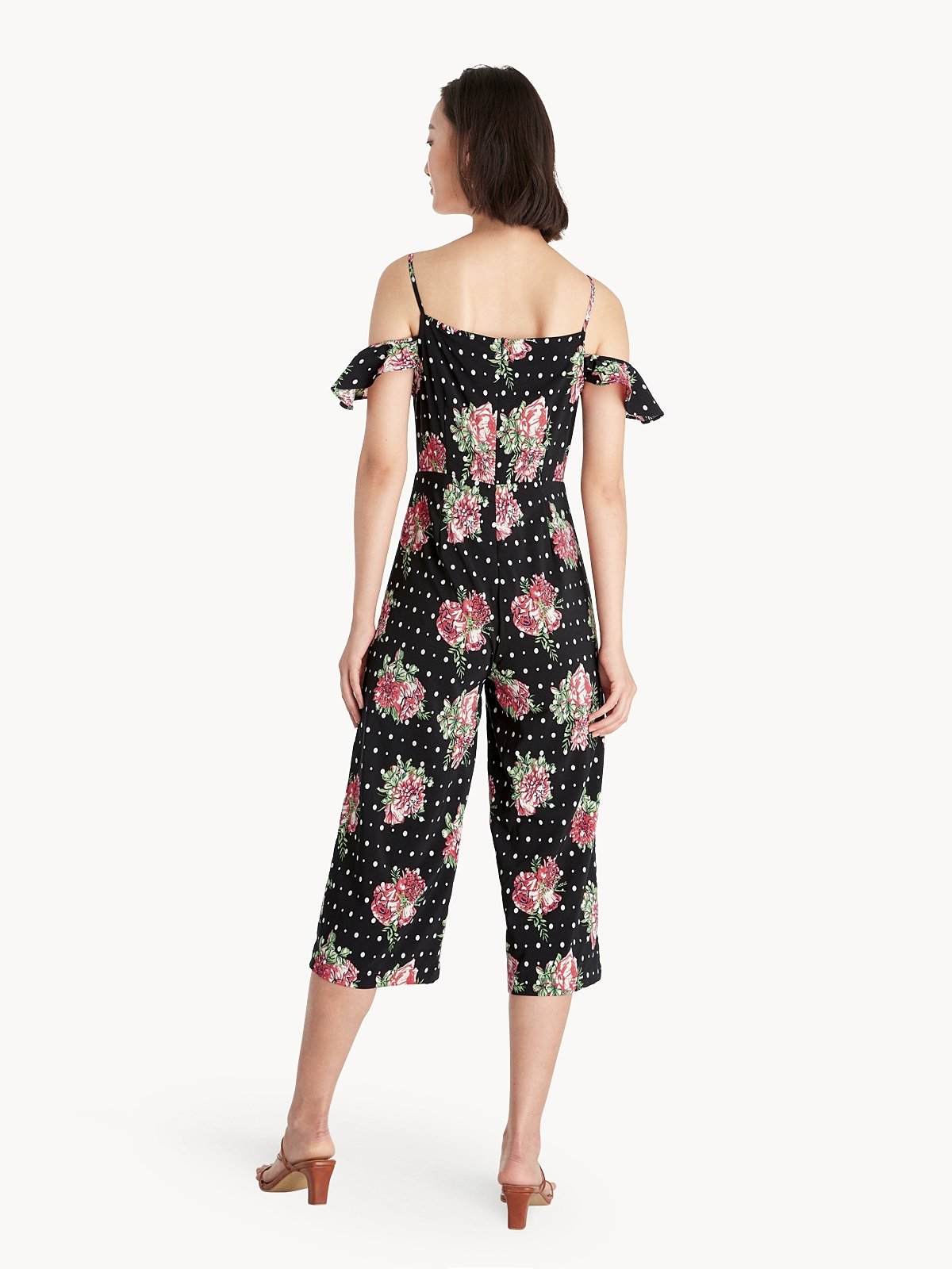Black and pink floral jumpsuit sale