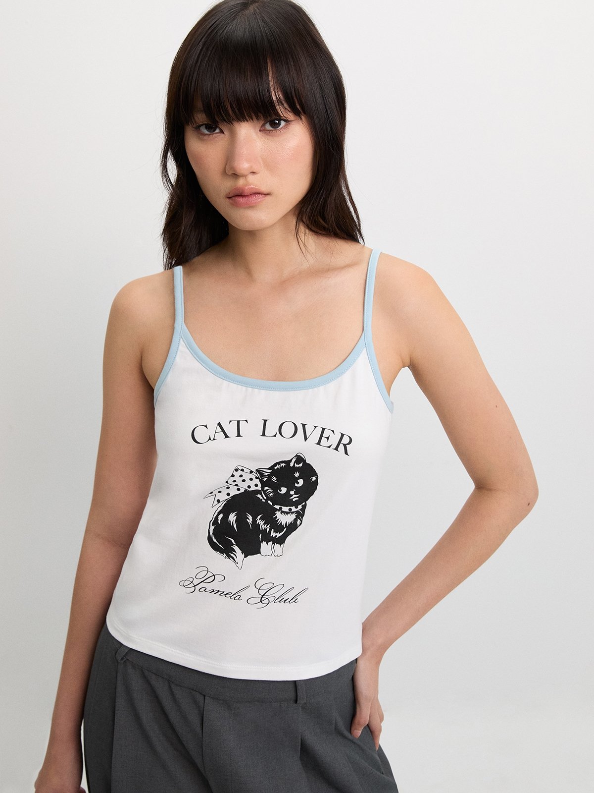 Rusty Carmelo Contrast Cami Top Retro Blue & White