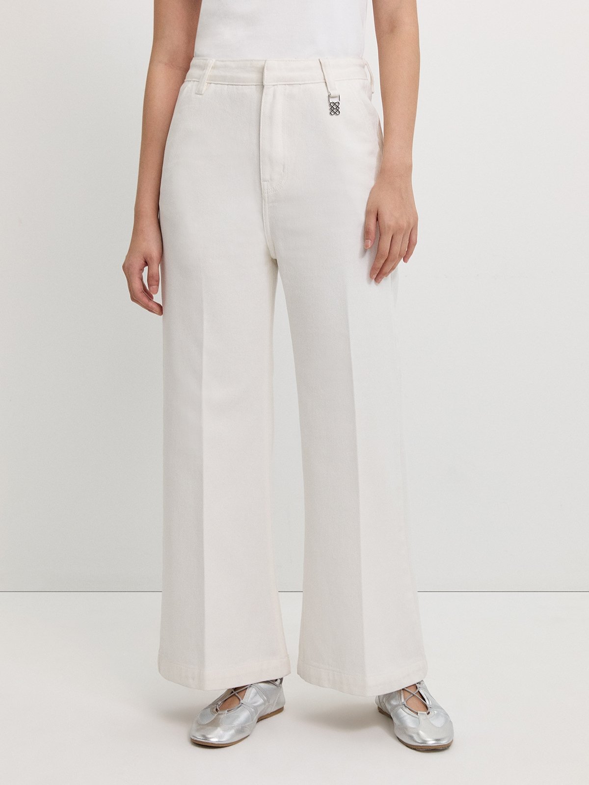 Wide Leg Pants - White - Pomelo Fashion