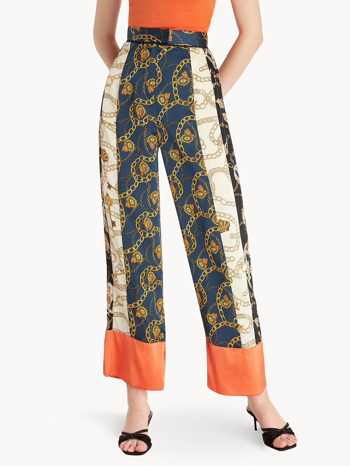 Mixed Prints Pants Cream Pomelo Fashion