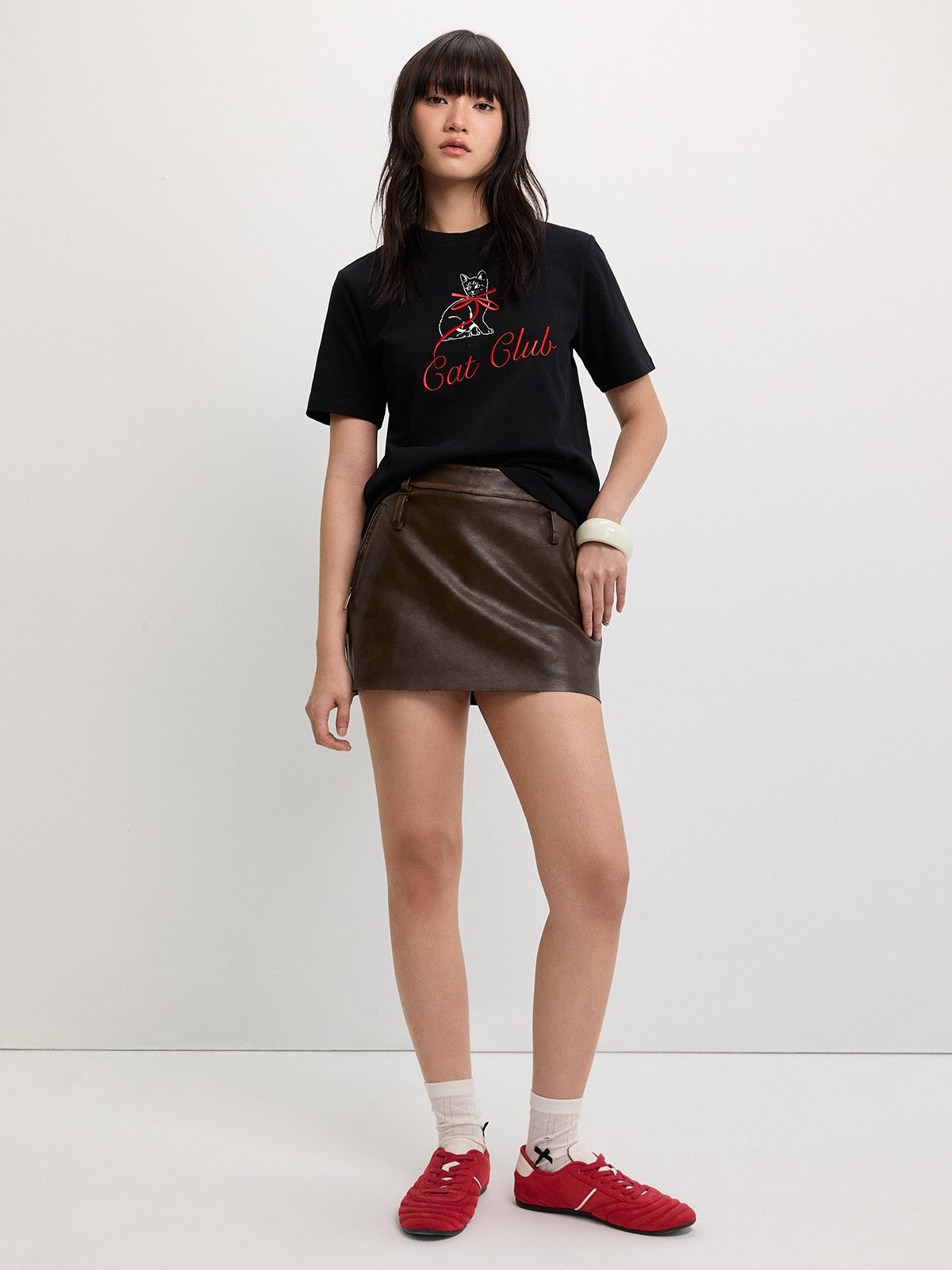 Graphic Print Tee - Black - Pomelo Fashion