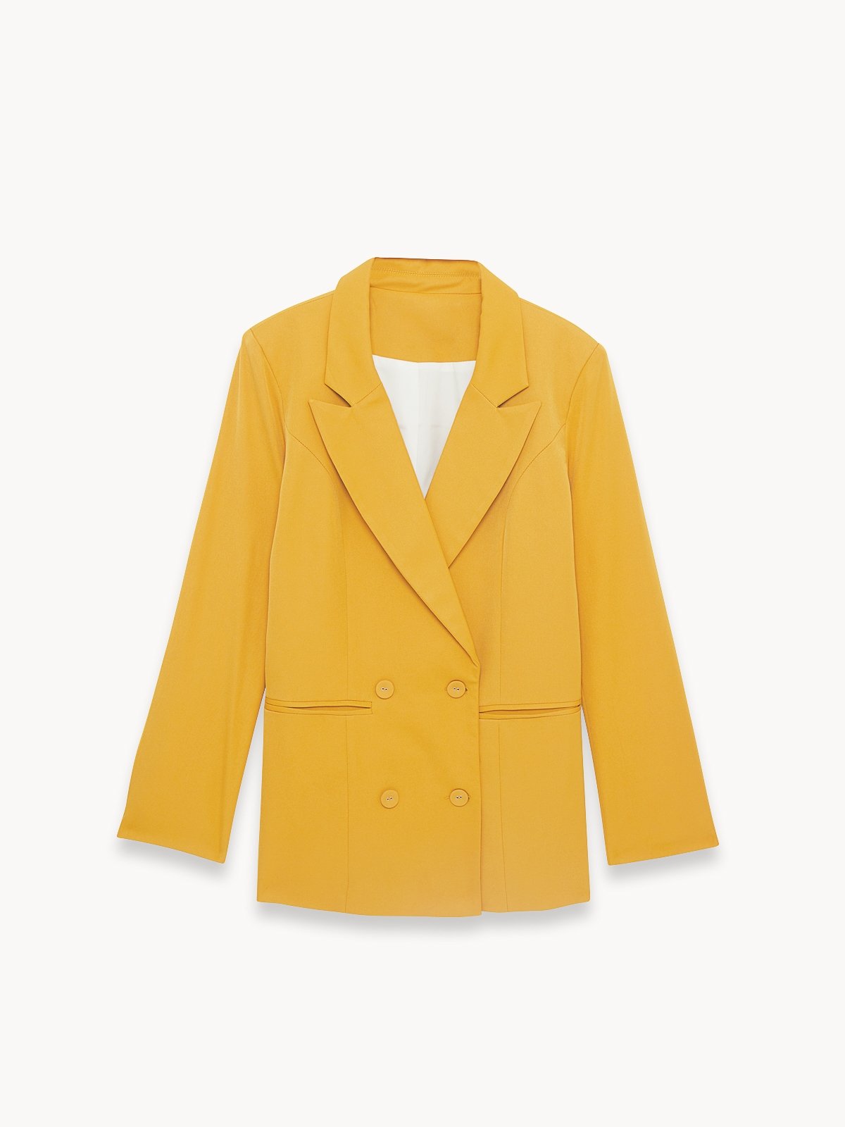 Double Breasted Loose Fit Blazer Yellow Pomelo Fashion