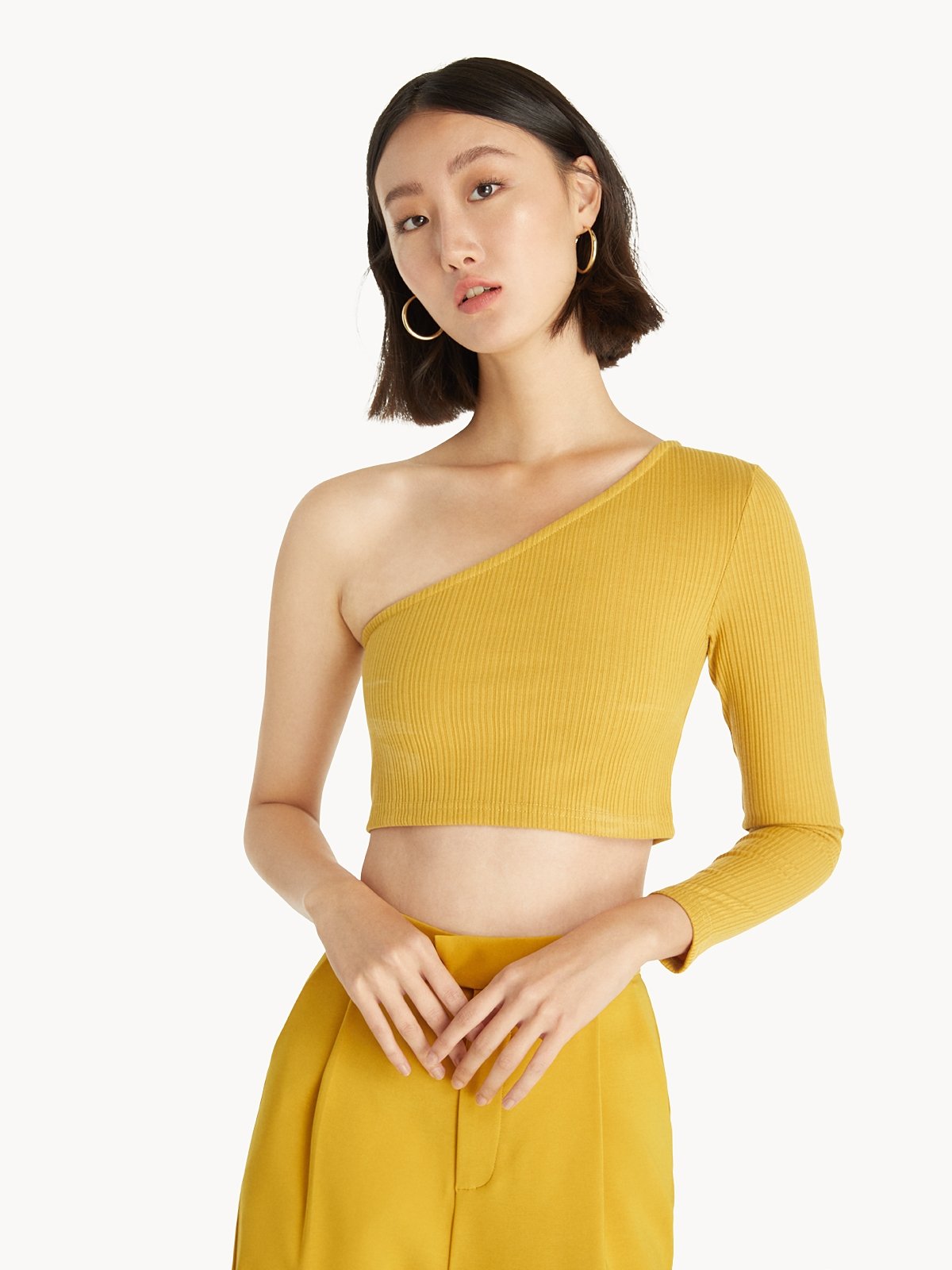 Mustard yellow ribbed top deals
