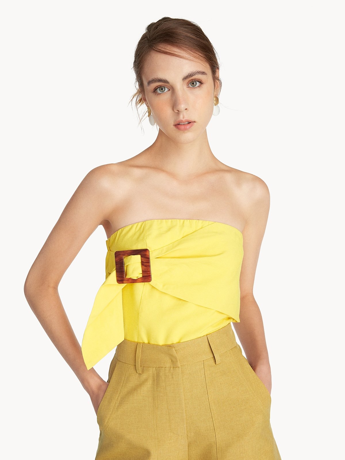 Yellow buckle top top