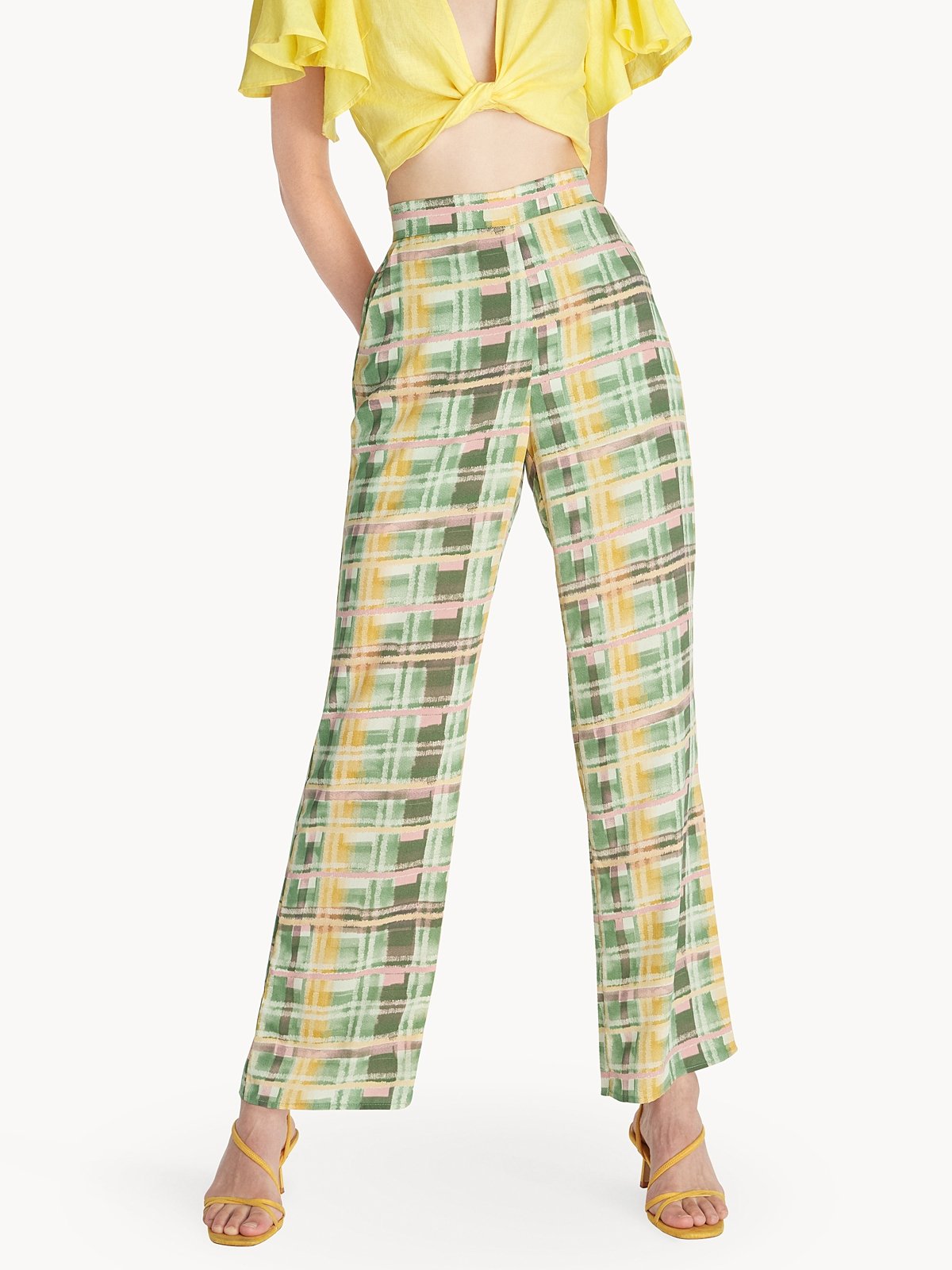Green and sales yellow plaid pants