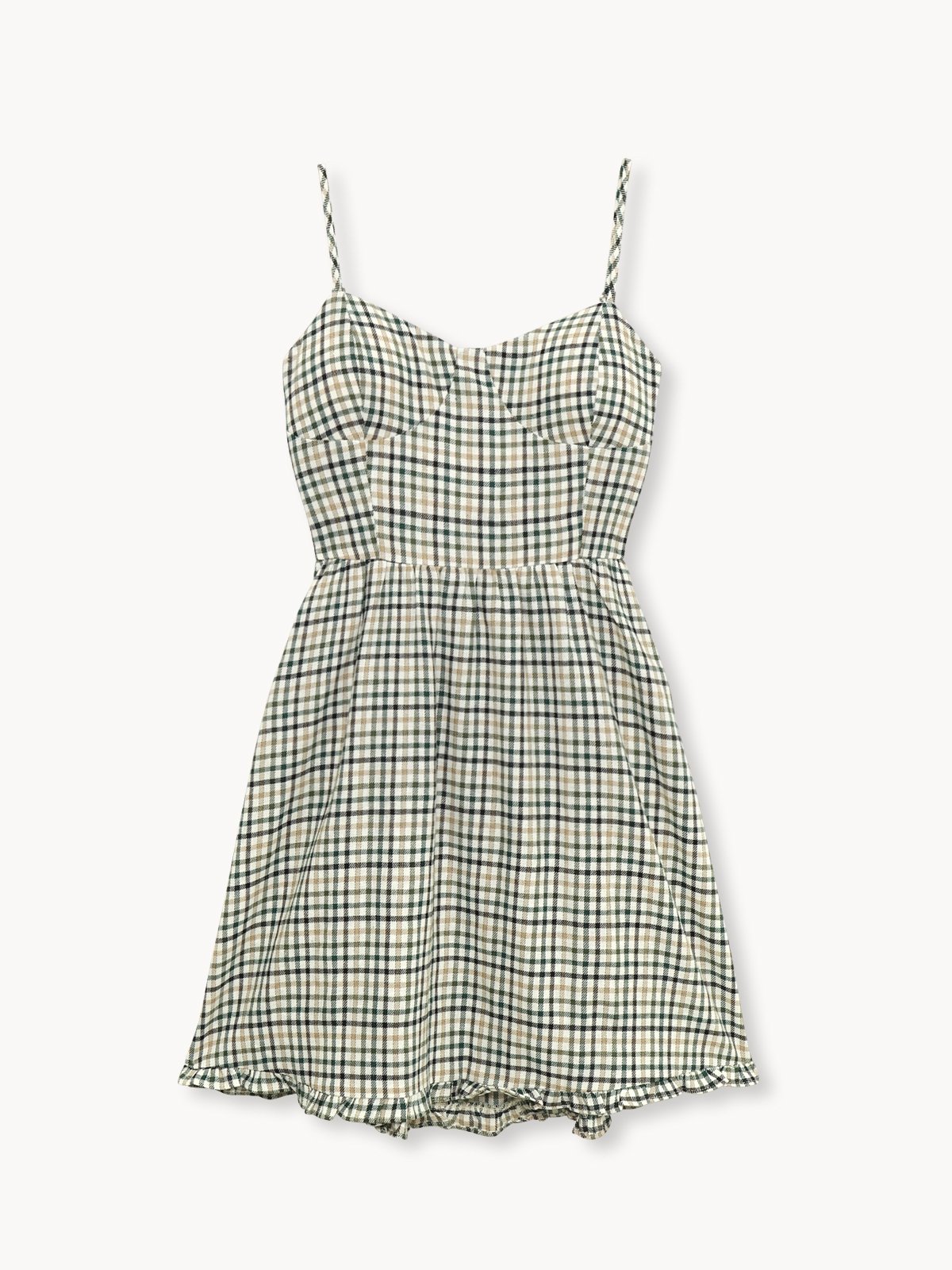 Plaid Spaghetti Strap Mini Dress Green