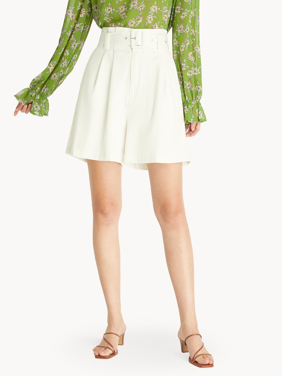 White belted shorts hotsell
