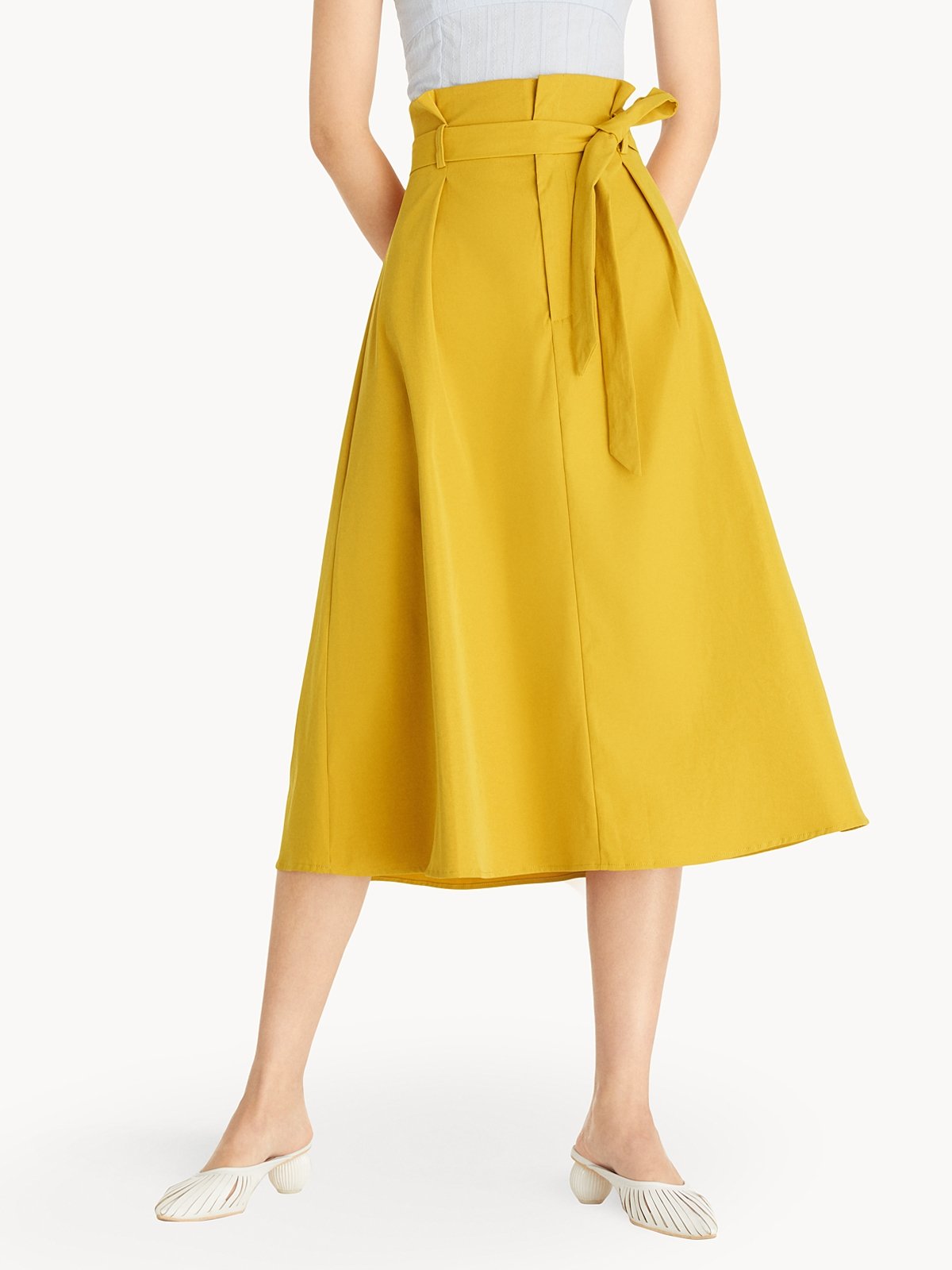 Paperbag A Line Skirt Yellow