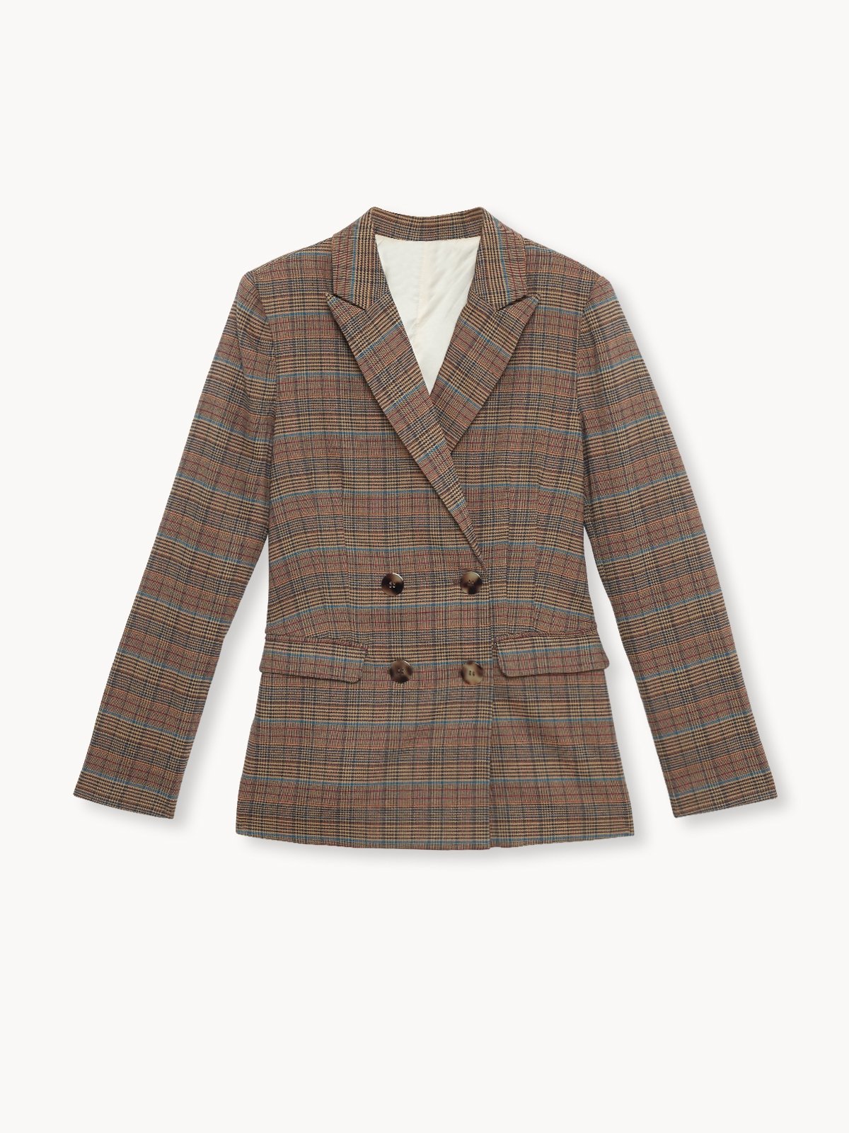 Checkered double hotsell breasted blazer