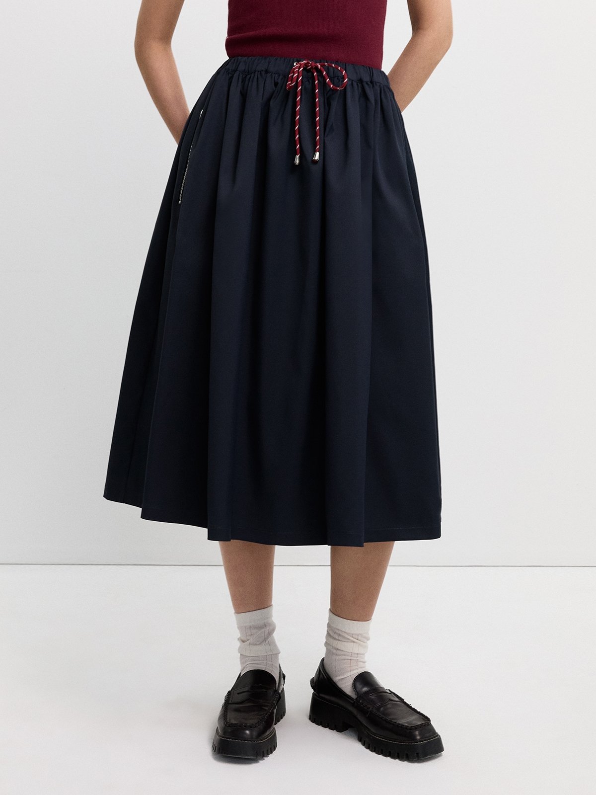 再値下げ　mame Split Yarn Skirt 3 navy 再値下げ mame Split Yarn Skirt 3 navy
