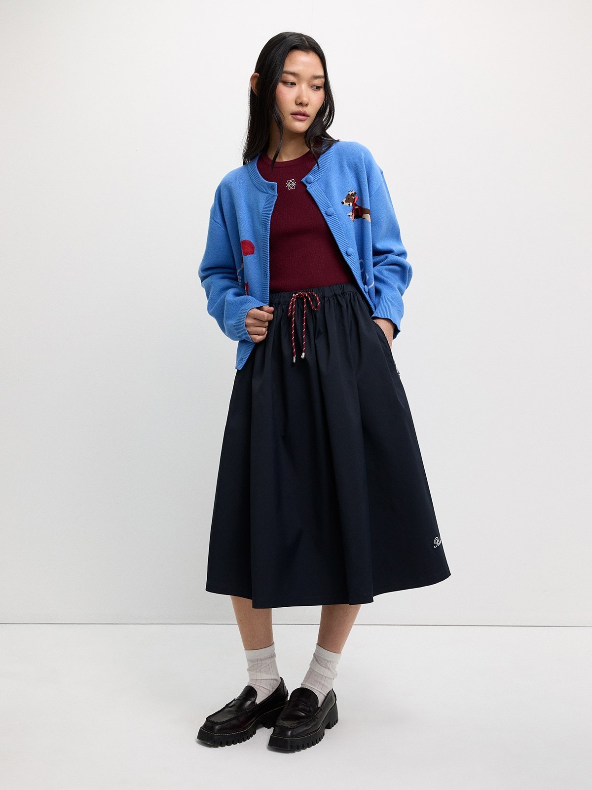 再値下げ　mame Split Yarn Skirt 3 navy 再値下げ mame Split Yarn Skirt 3 navy
