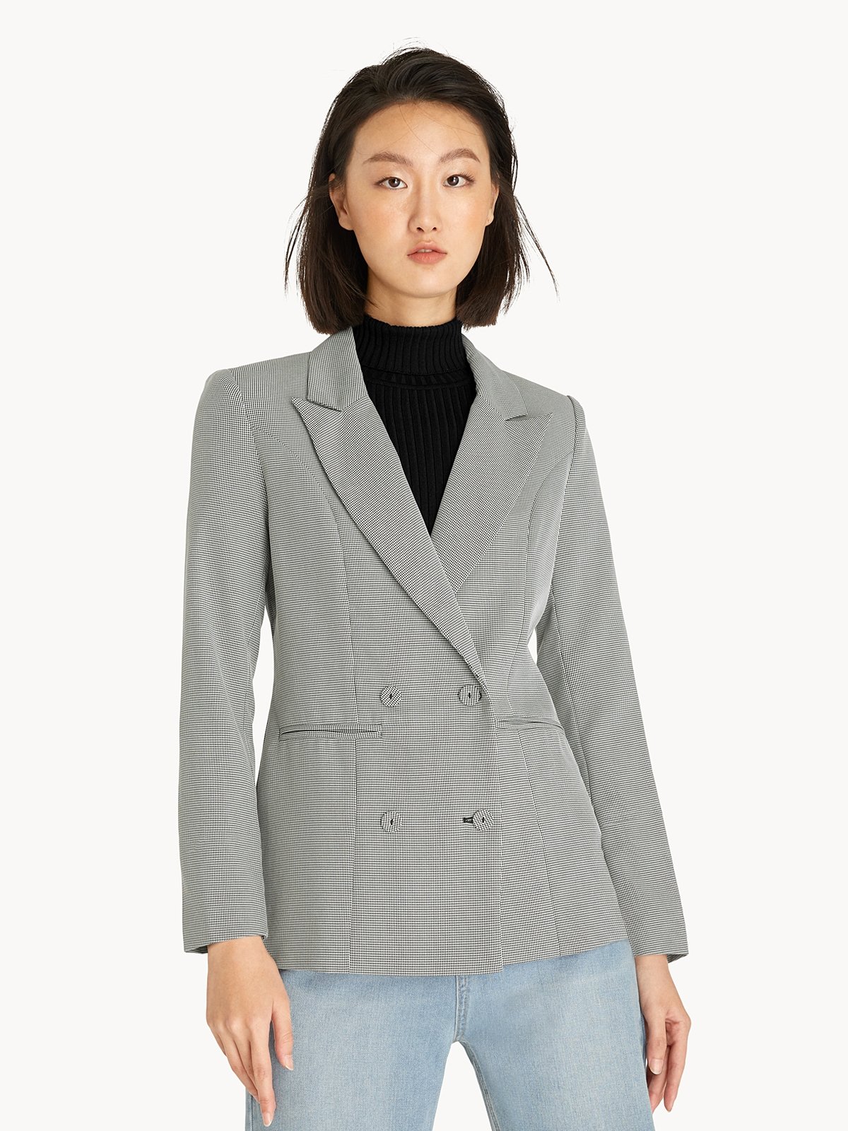 Double breasted hot sale houndstooth blazer