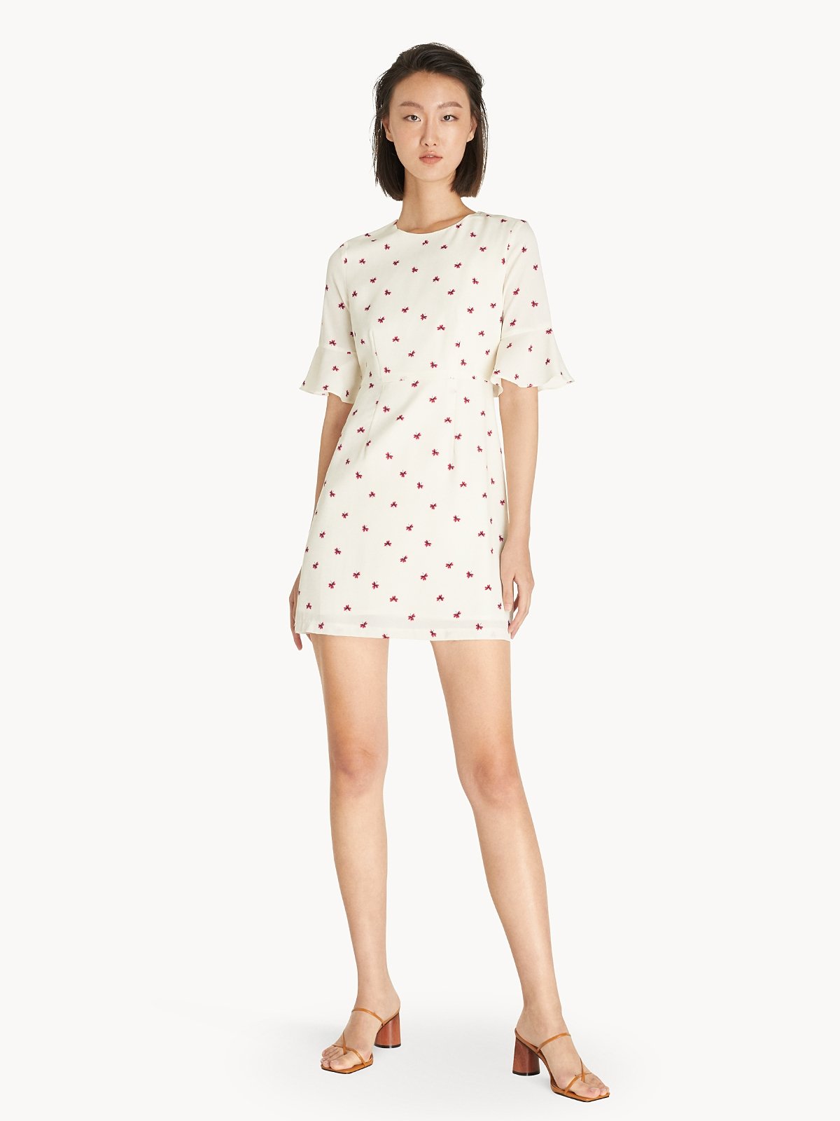 White long bell outlet sleeve dress