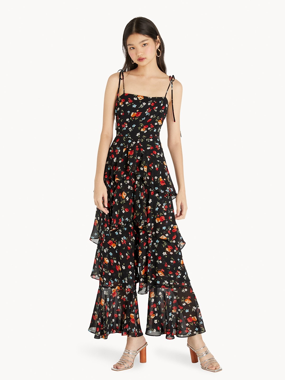 Tiered ruffle jumpsuit best sale