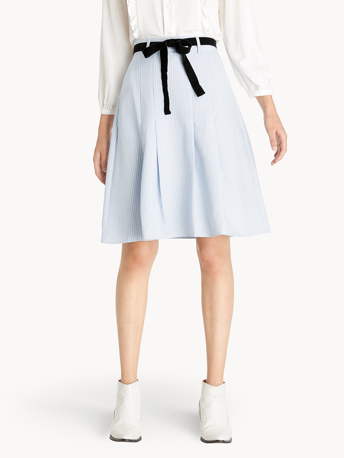 Striped navy skirt with tie waist cheap