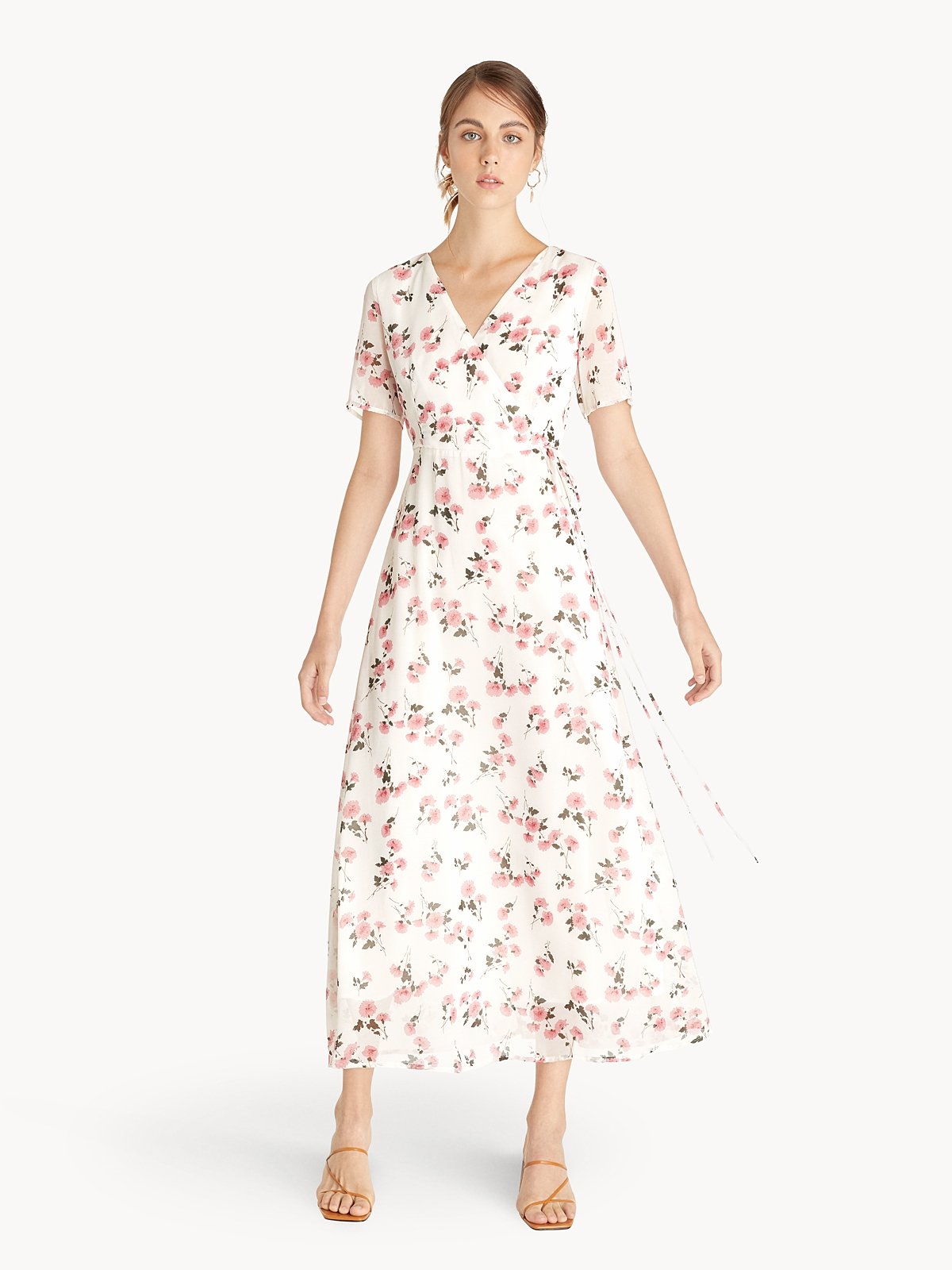 White floral wrap dress top