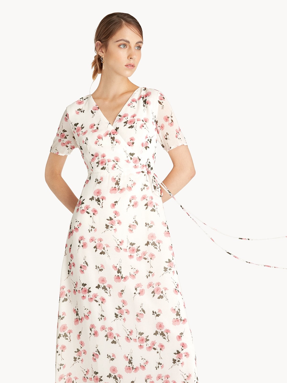 Maxi Floral Wrap Dress White