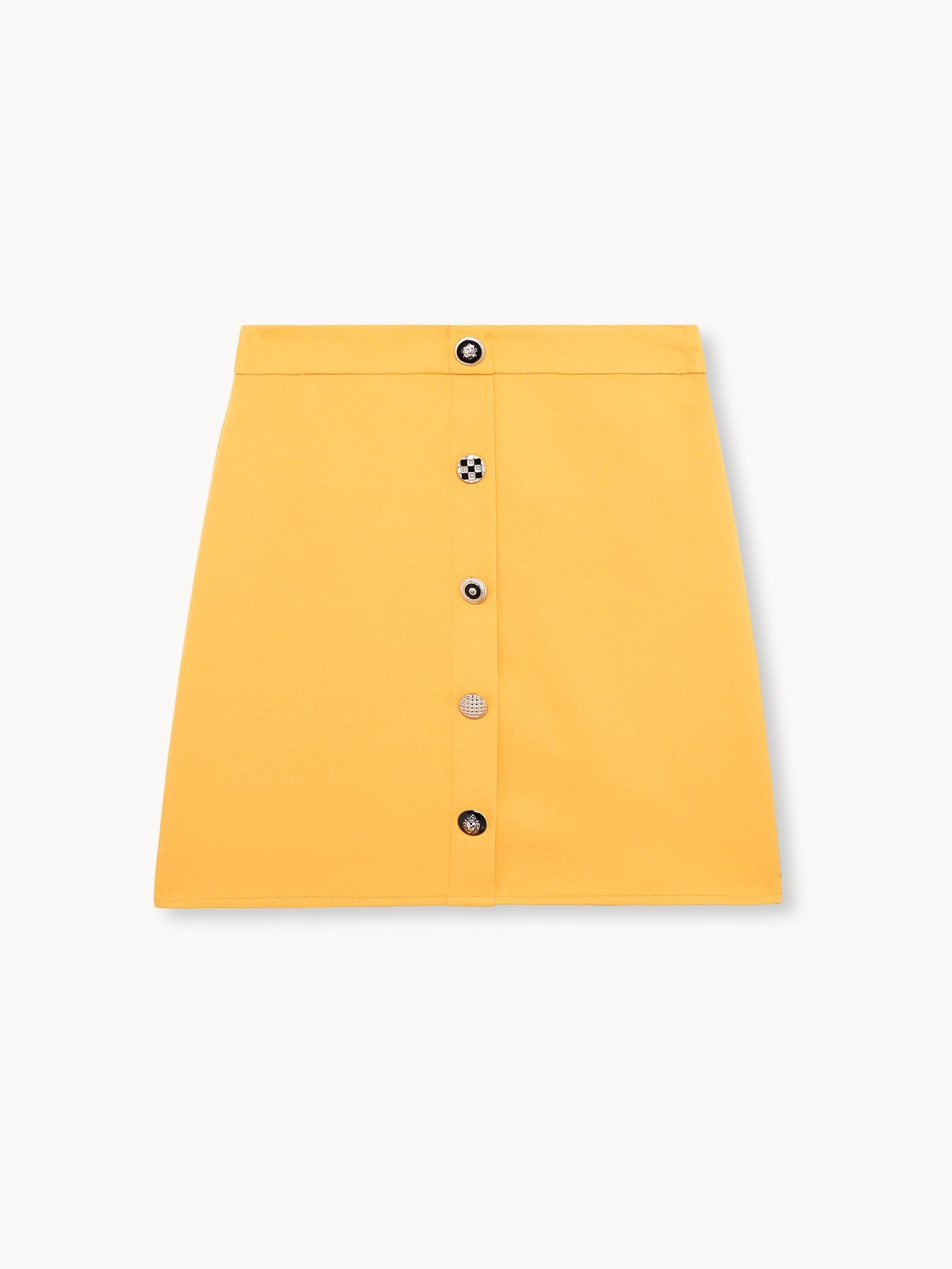 Mini Button Detailed Skirt Yellow Pomelo Fashion