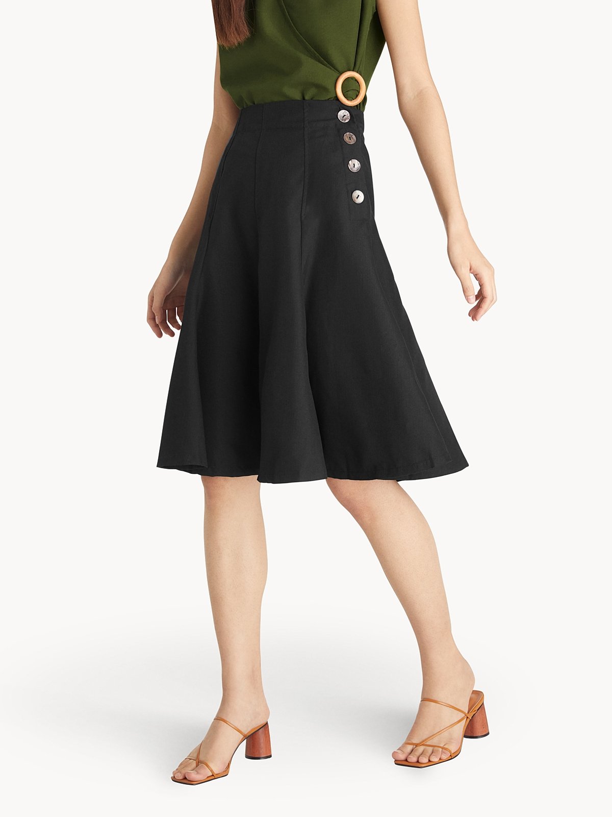 Black a sales line skirt buttons