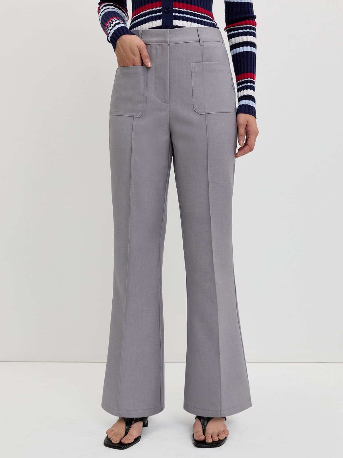 Flare Pants - Light Grey - Pomelo Fashion
