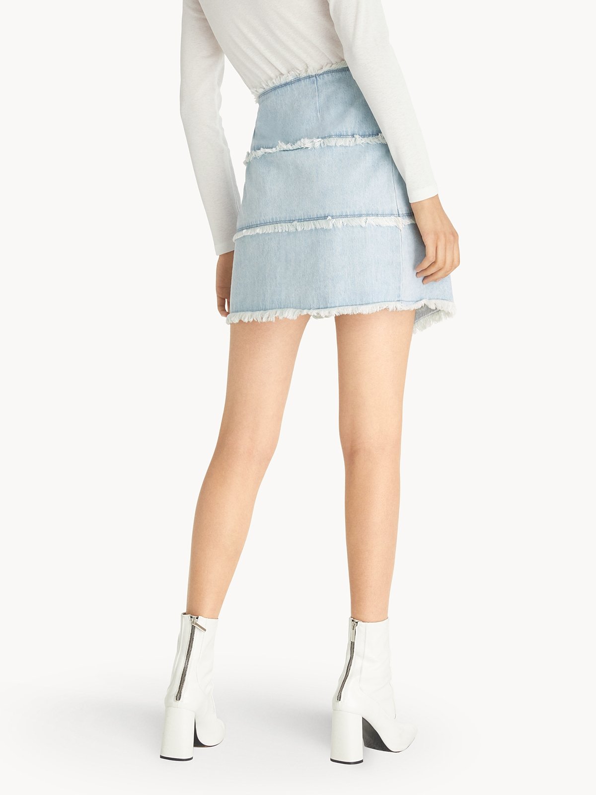 Frayed Wrap Mini Skirt Light Blue Pomelo Fashion