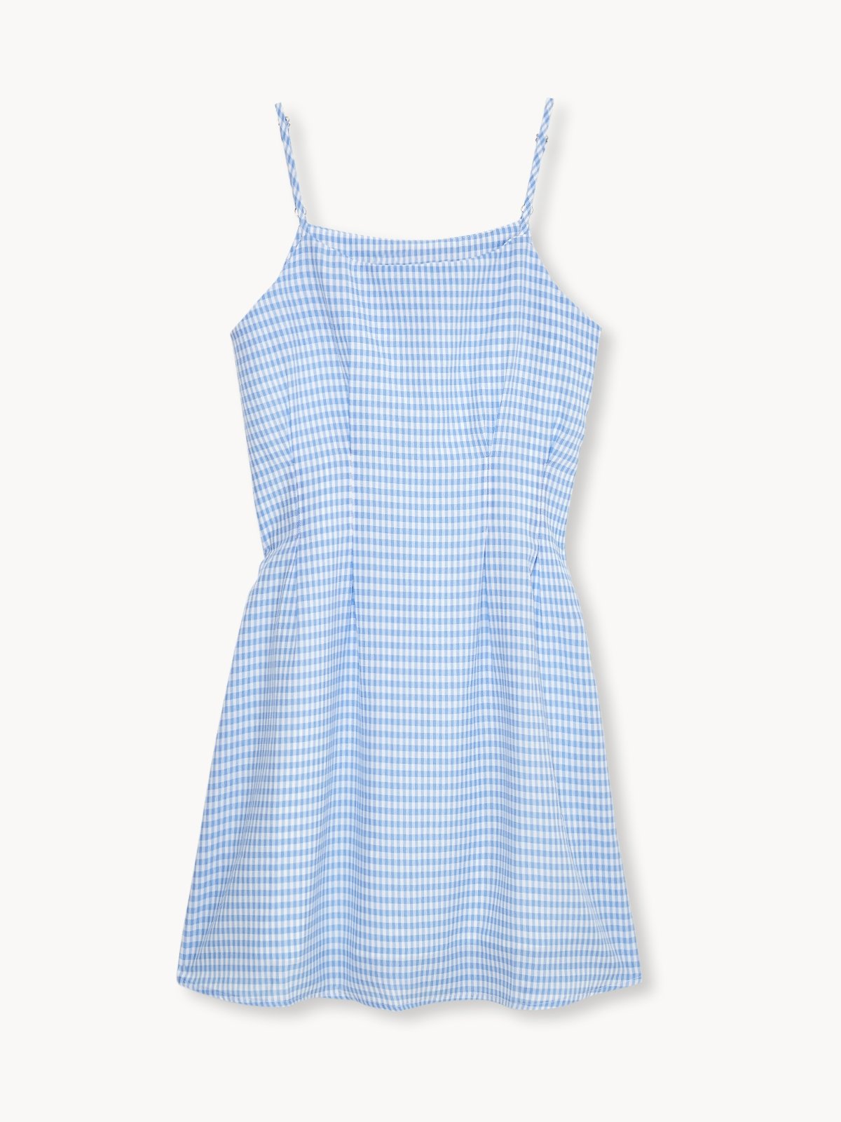 Mini Gingham Fit And Flare Dress Blue Pomelo Fashion