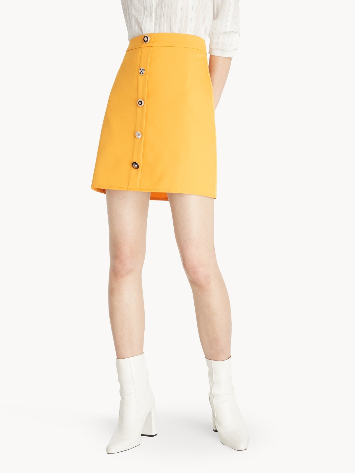Button down skirt yellow sale