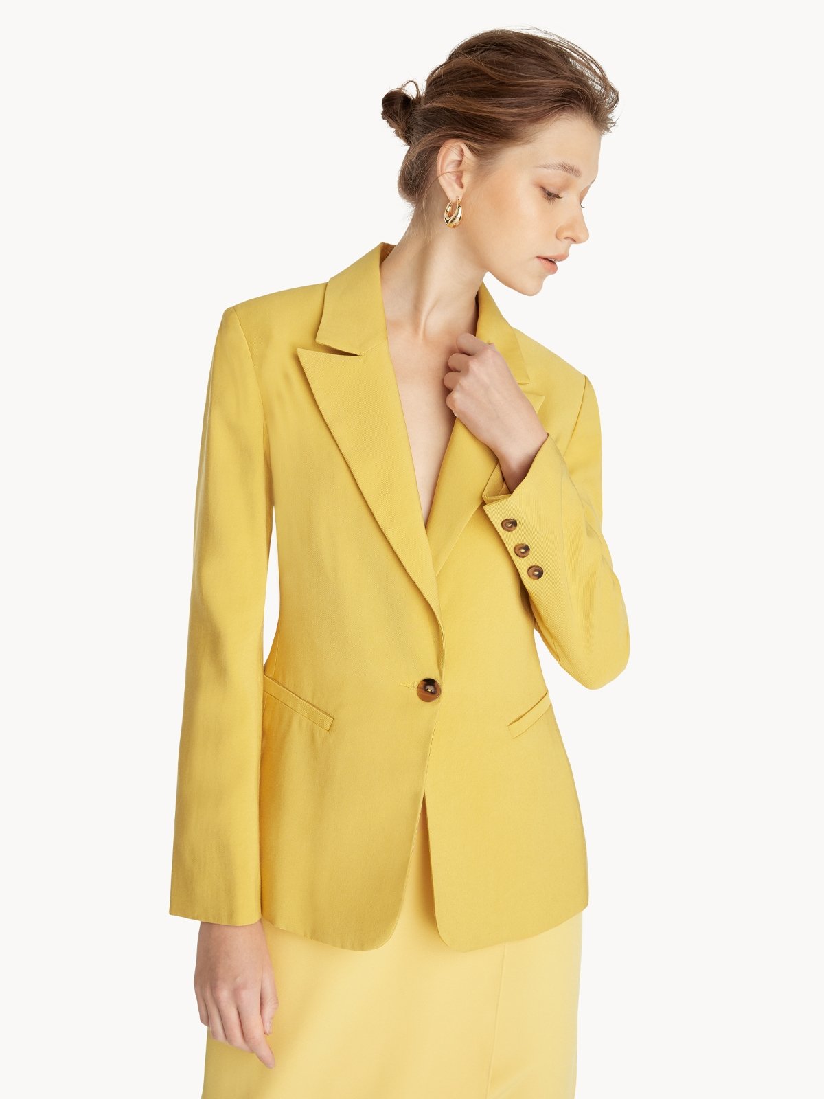 Yellow fitted blazer top