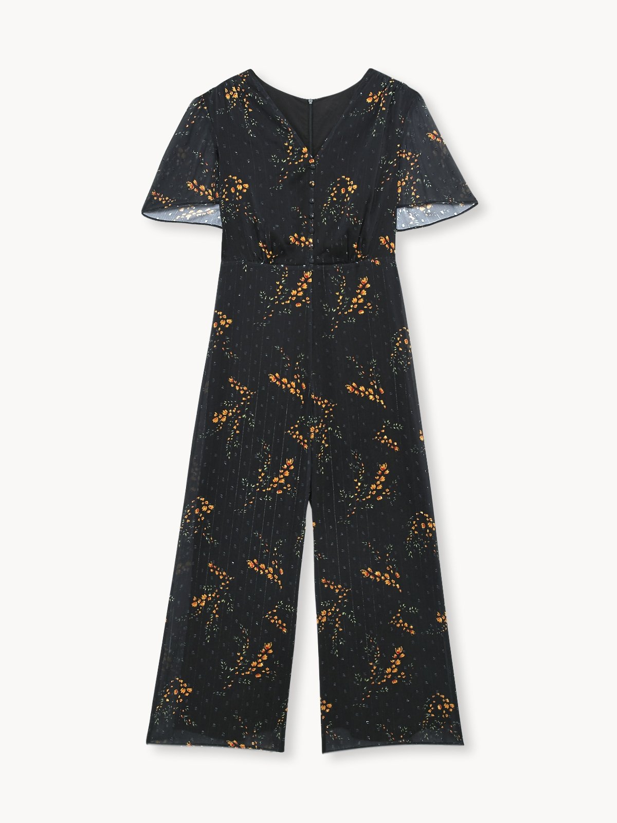 Butterfly Sleeves Jumpsuit Black Pomelo Fashion
