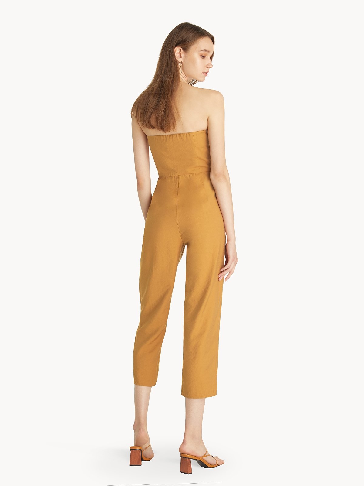Strapless Buckle Jumpsuit - Brown - Pomelo Fashion