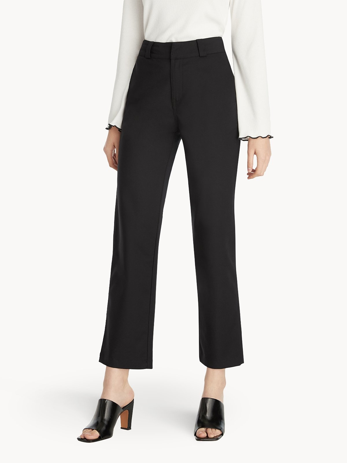 Elegant Black Straight-Leg Dress Pants