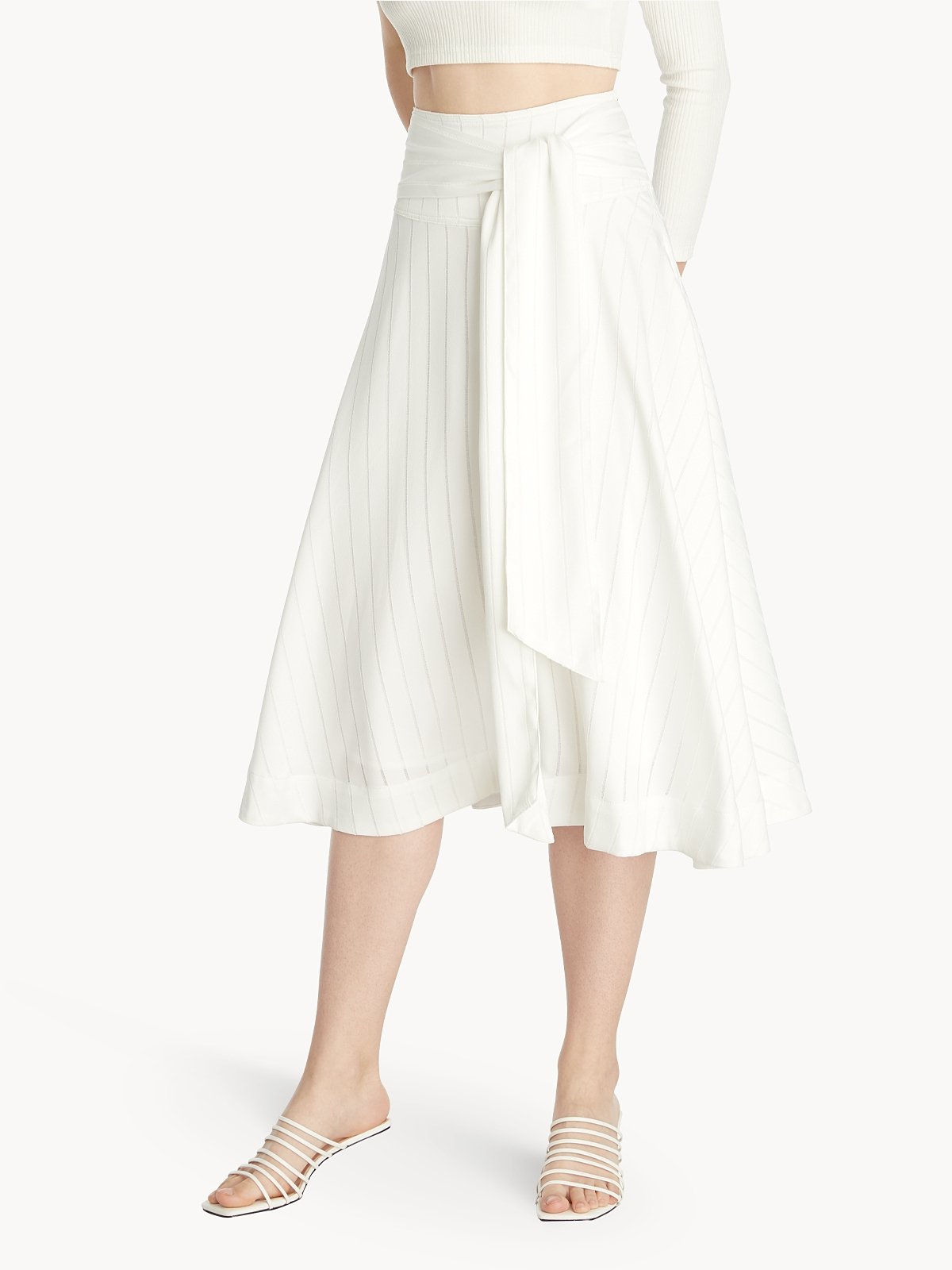 Premium Flowy Tie Waist Skirt White
