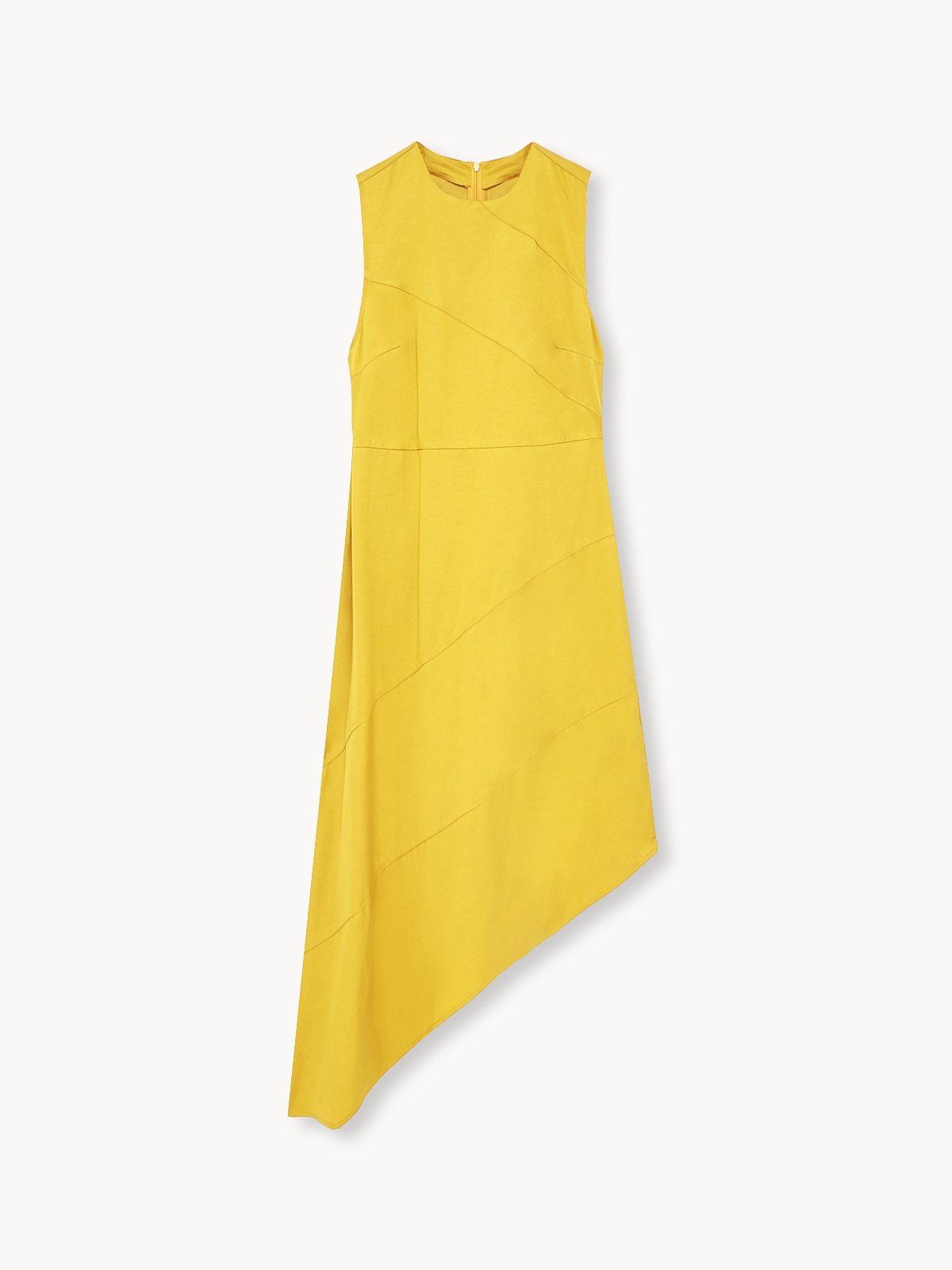 Premium Asymmetric Hem Dress - Yellow