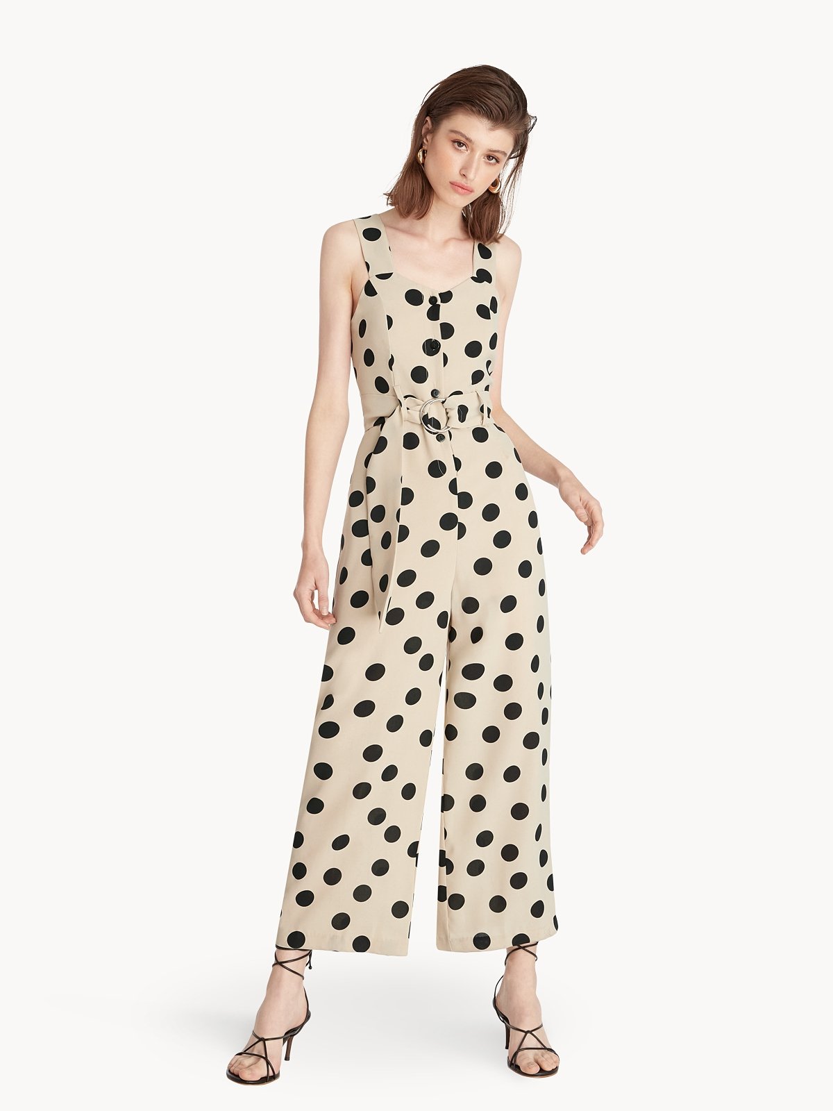 Polka dot wide leg jumpsuit outlet