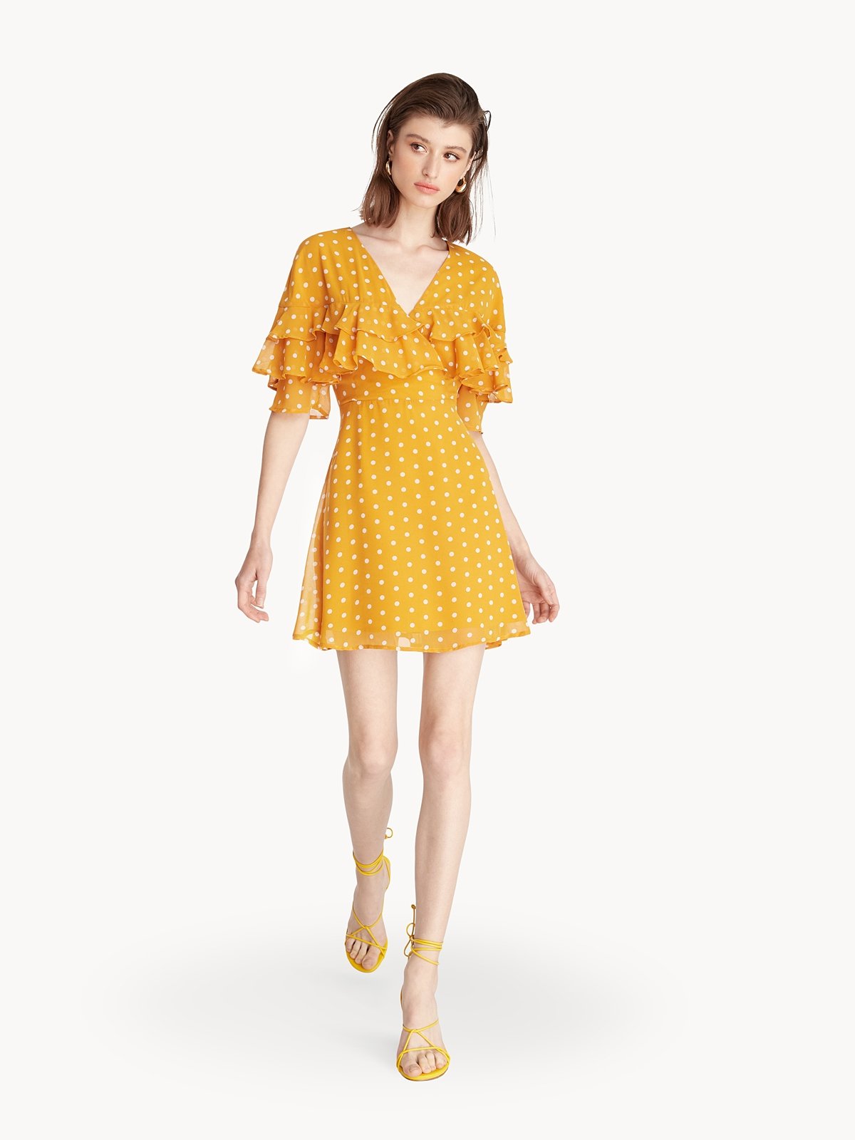 Zara ruffled polka dot sales dress