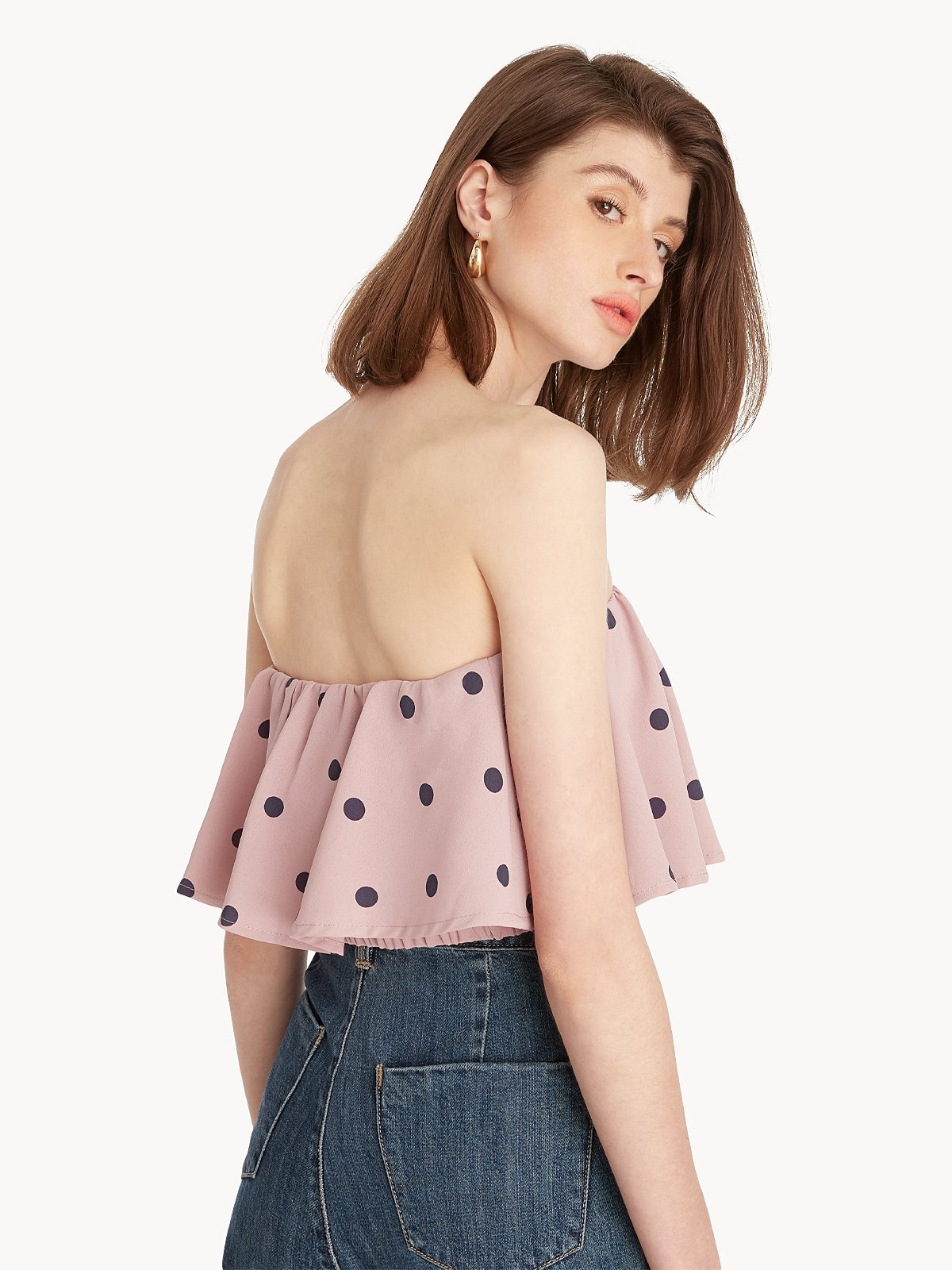 Polka dot strapless top shop