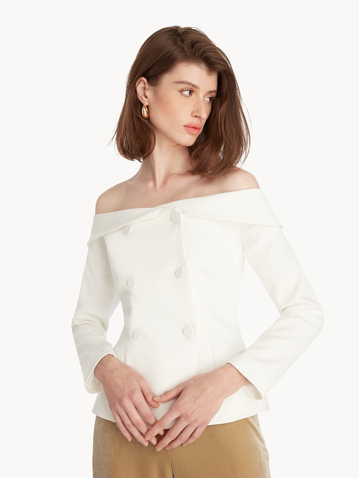 White shoulderless blouse online