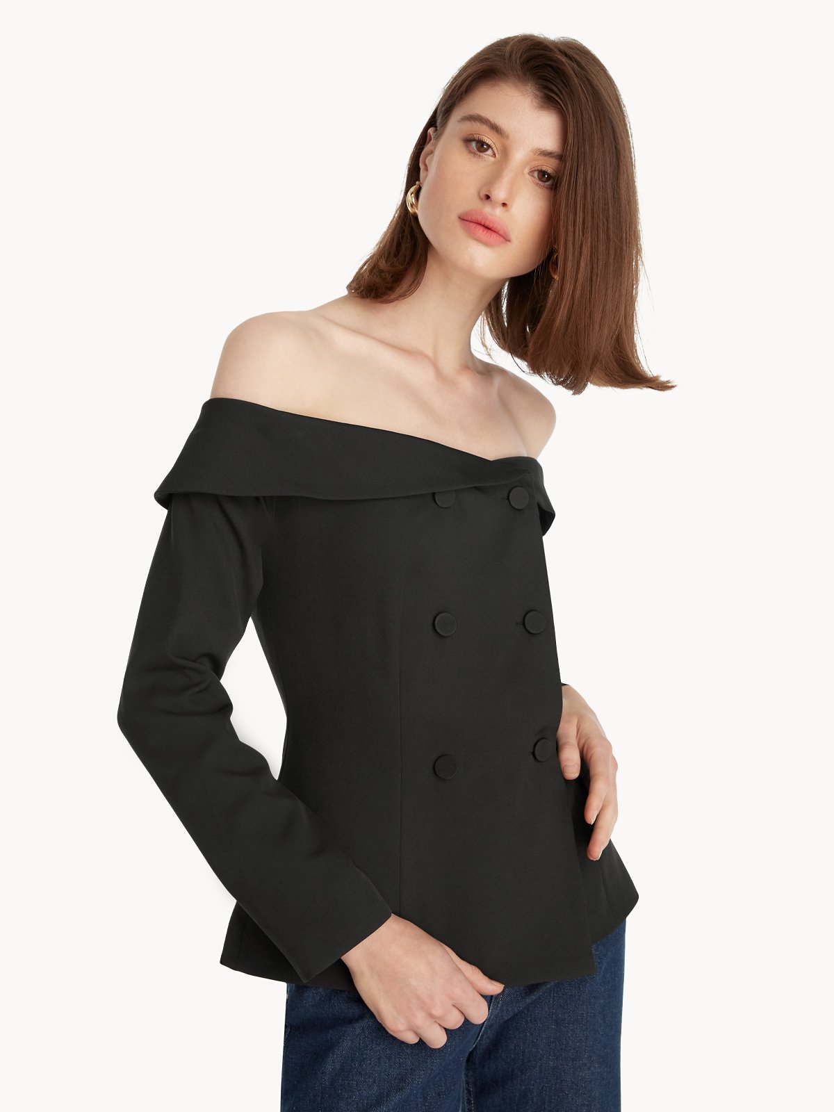 Dropped Shoulder Blouse Black
