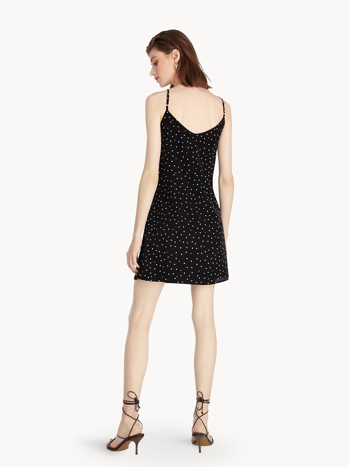 Mini Cami Polka Dot Dress Black Pomelo Fashion