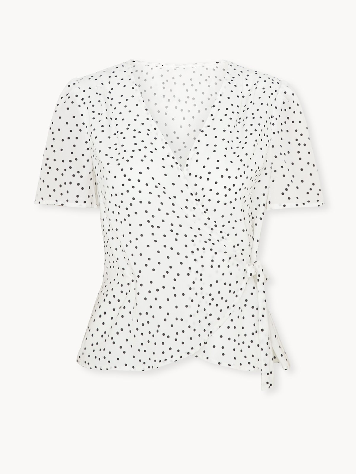 White polka dot wrap top discount